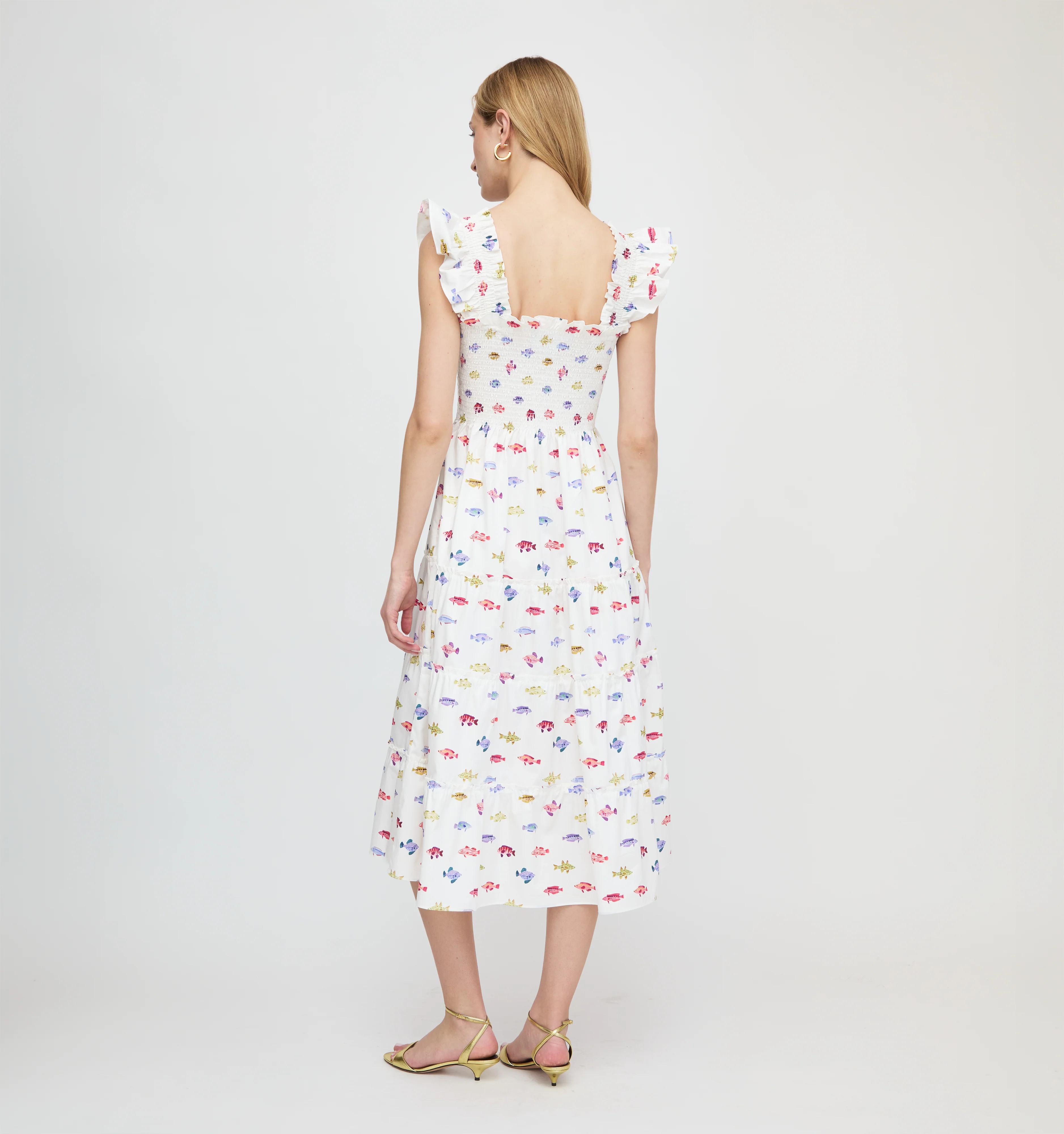 The Ellie Nap Dress - White Rainbow Fish