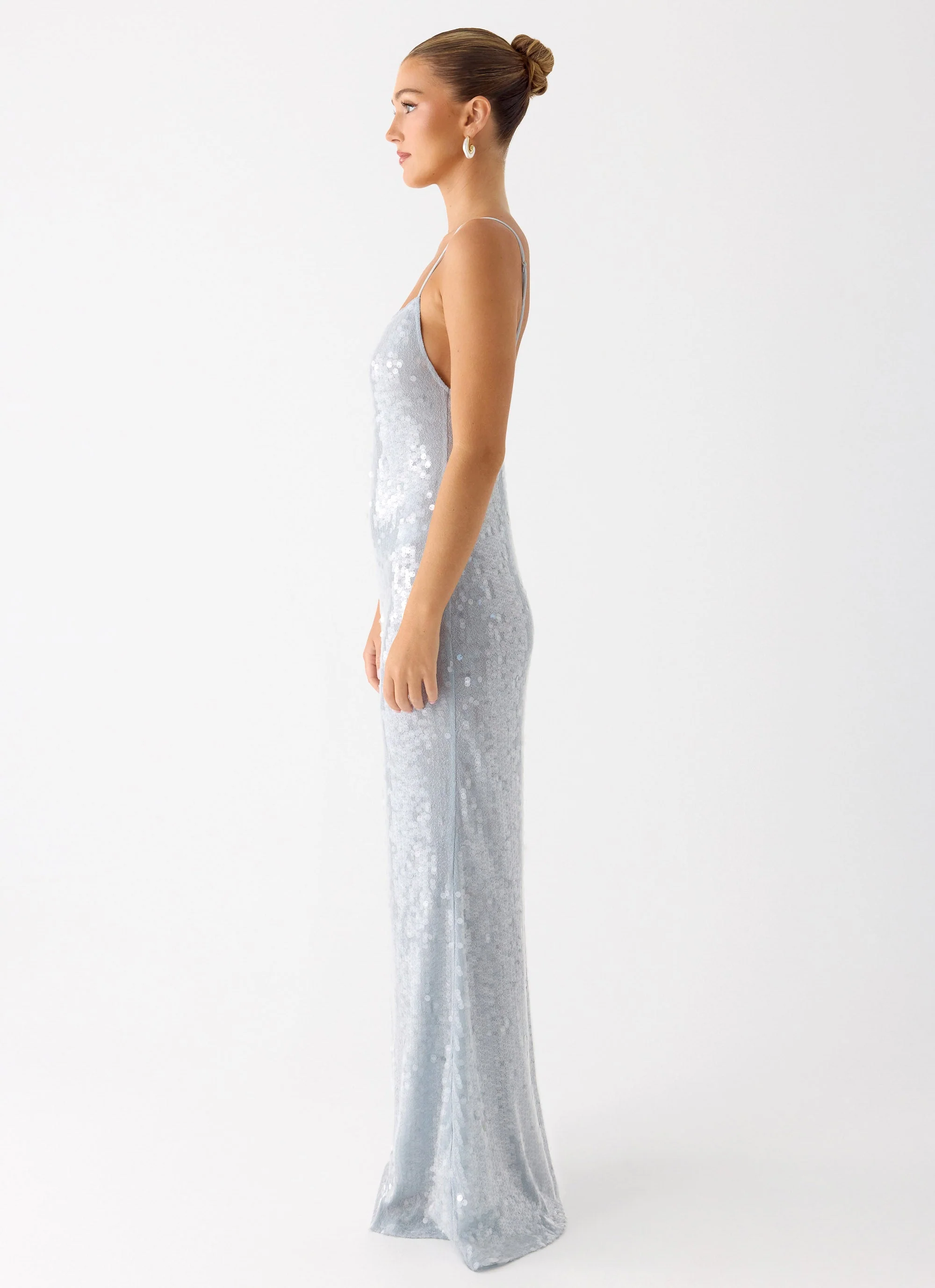 Solo Sequin Maxi Dress - Misty Blue - luluinthesky