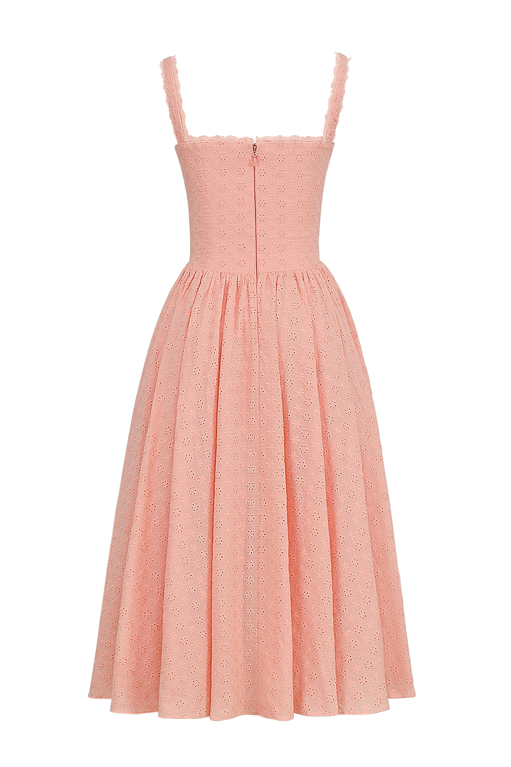 Peach Broderie Anglais Midi Sundress