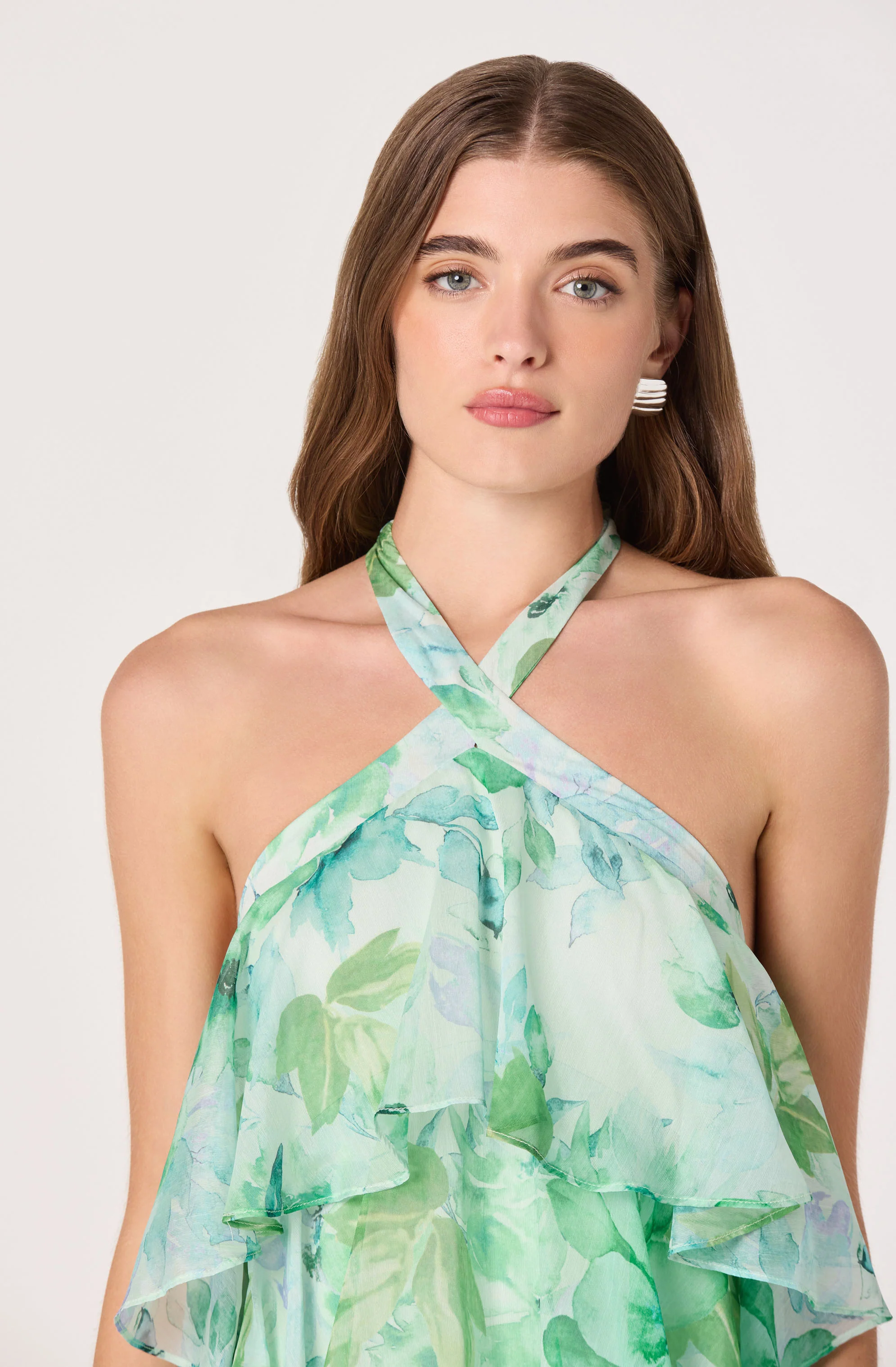 Daiga Floral Halter Tiered Dress
