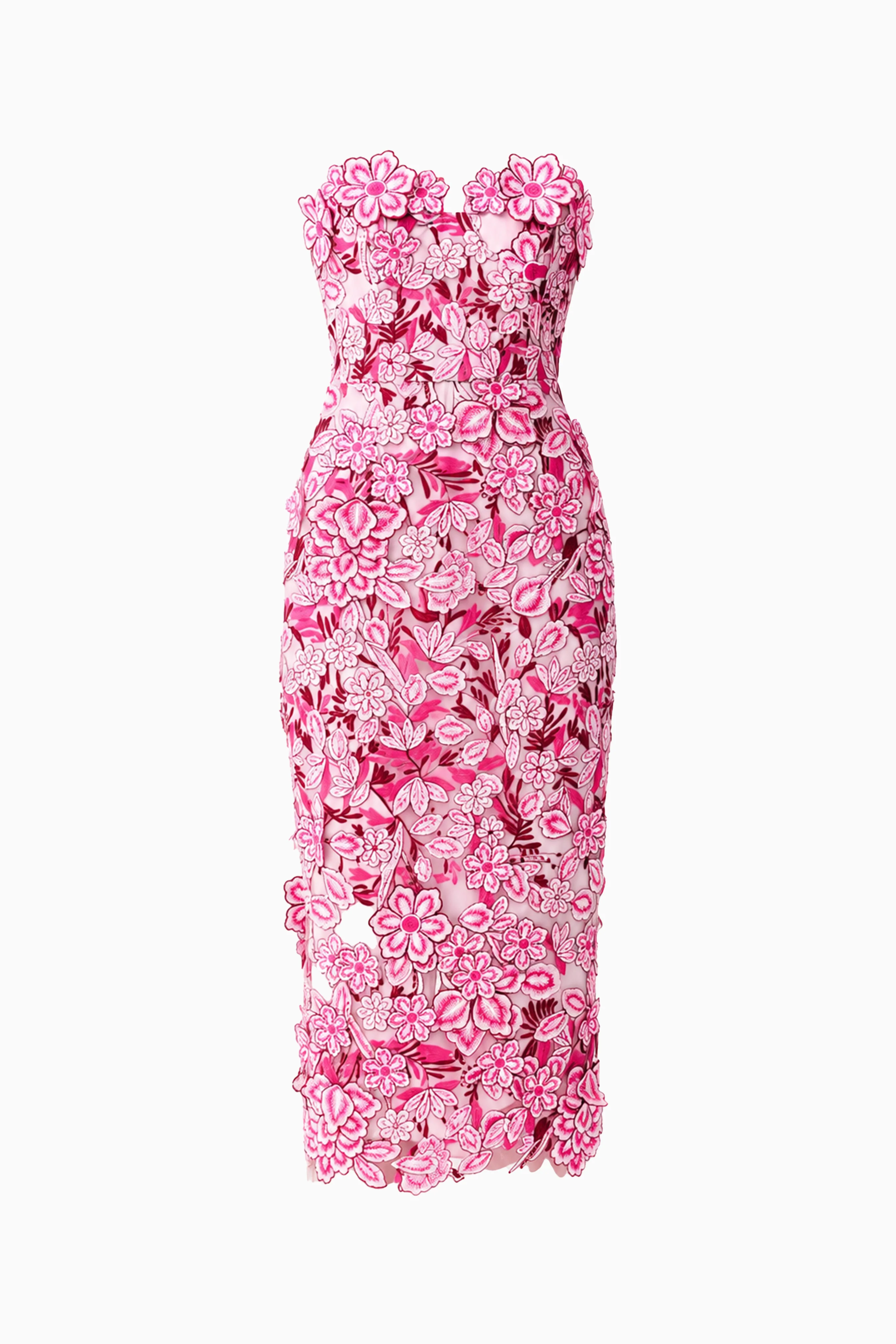 Roseate Strapless Midi Dress in Pink