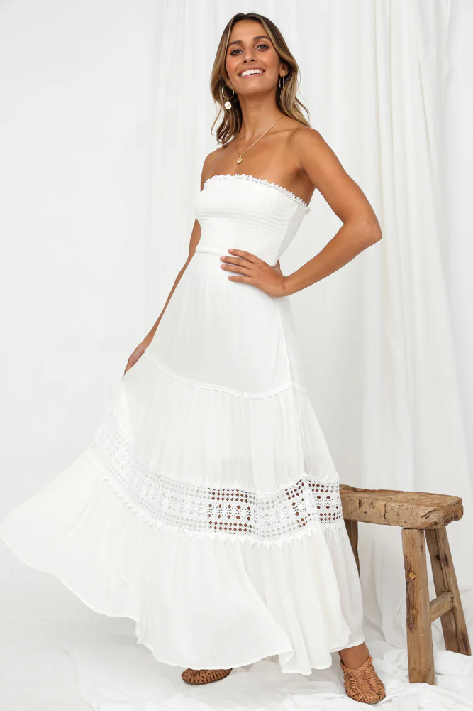 Agatha Maxi Dress White - luluinthesky