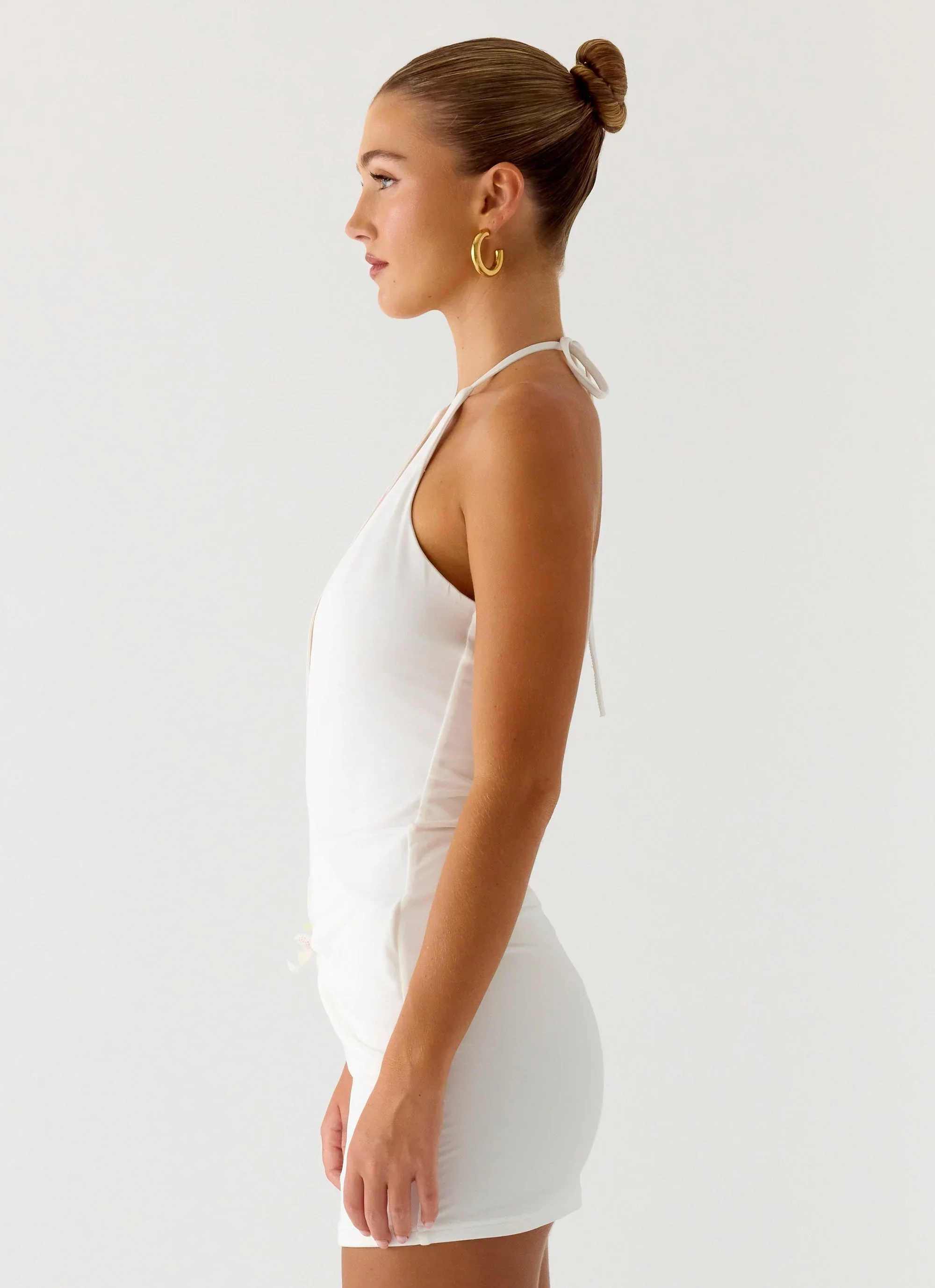 Undo Halter Mini Dress - White