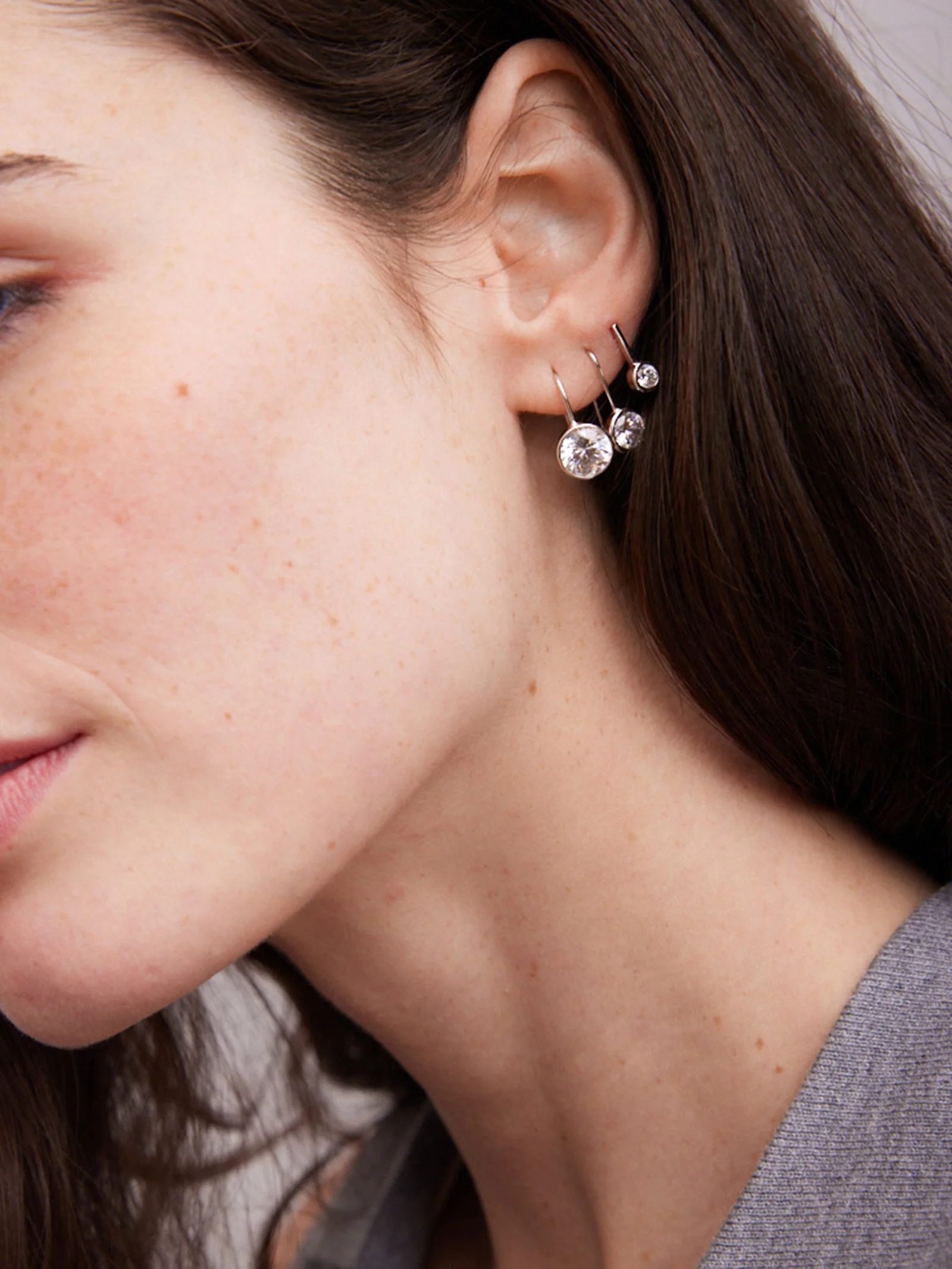 Fallon Sterling Silver Bezel Earrings - Silver