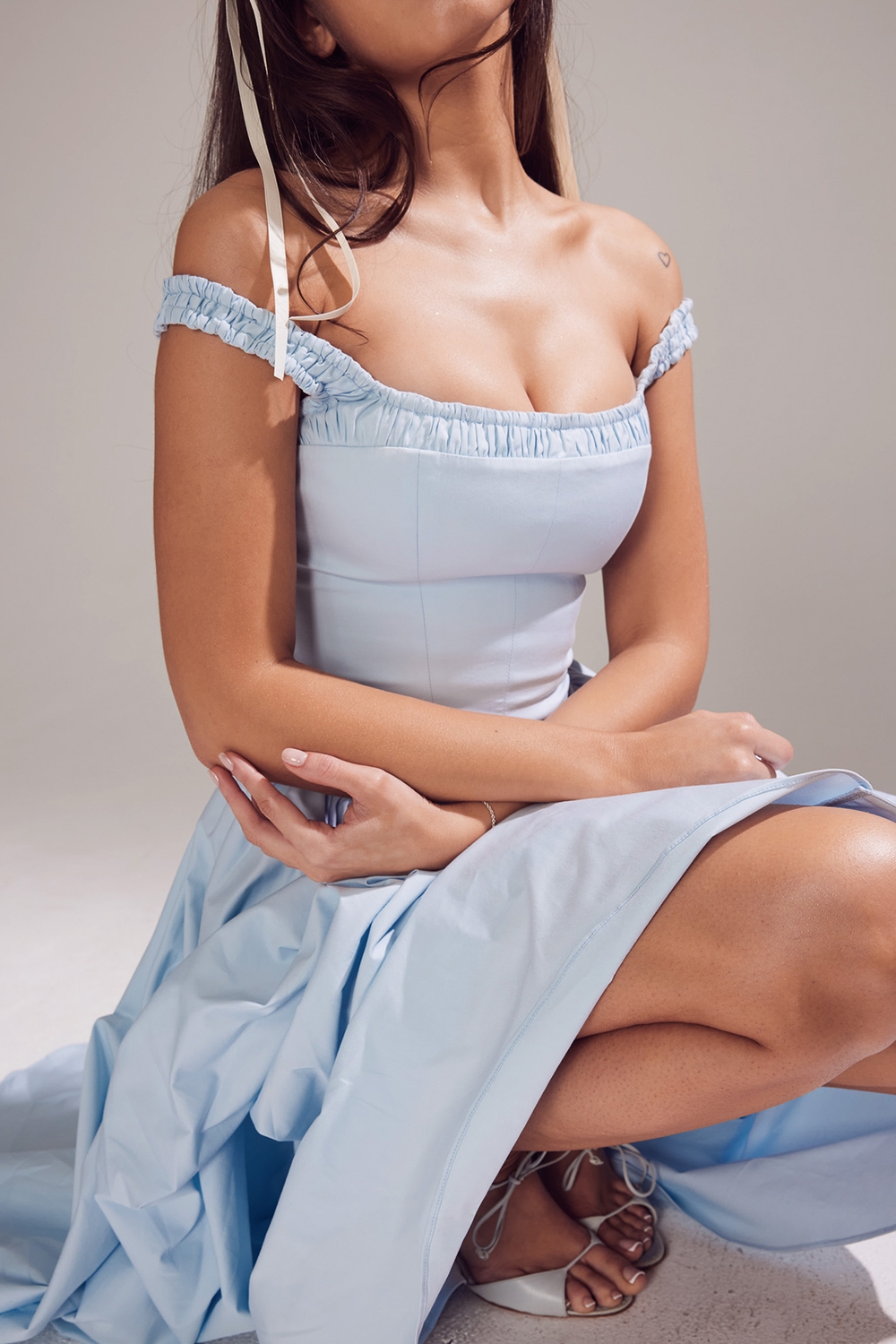 italian azure cotton midi sundress