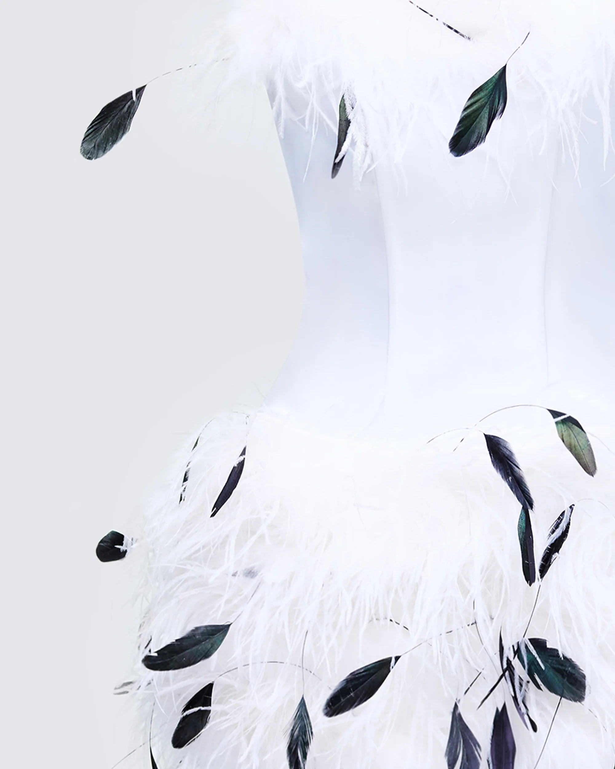 Meadow White Feather Backless Mini Dress