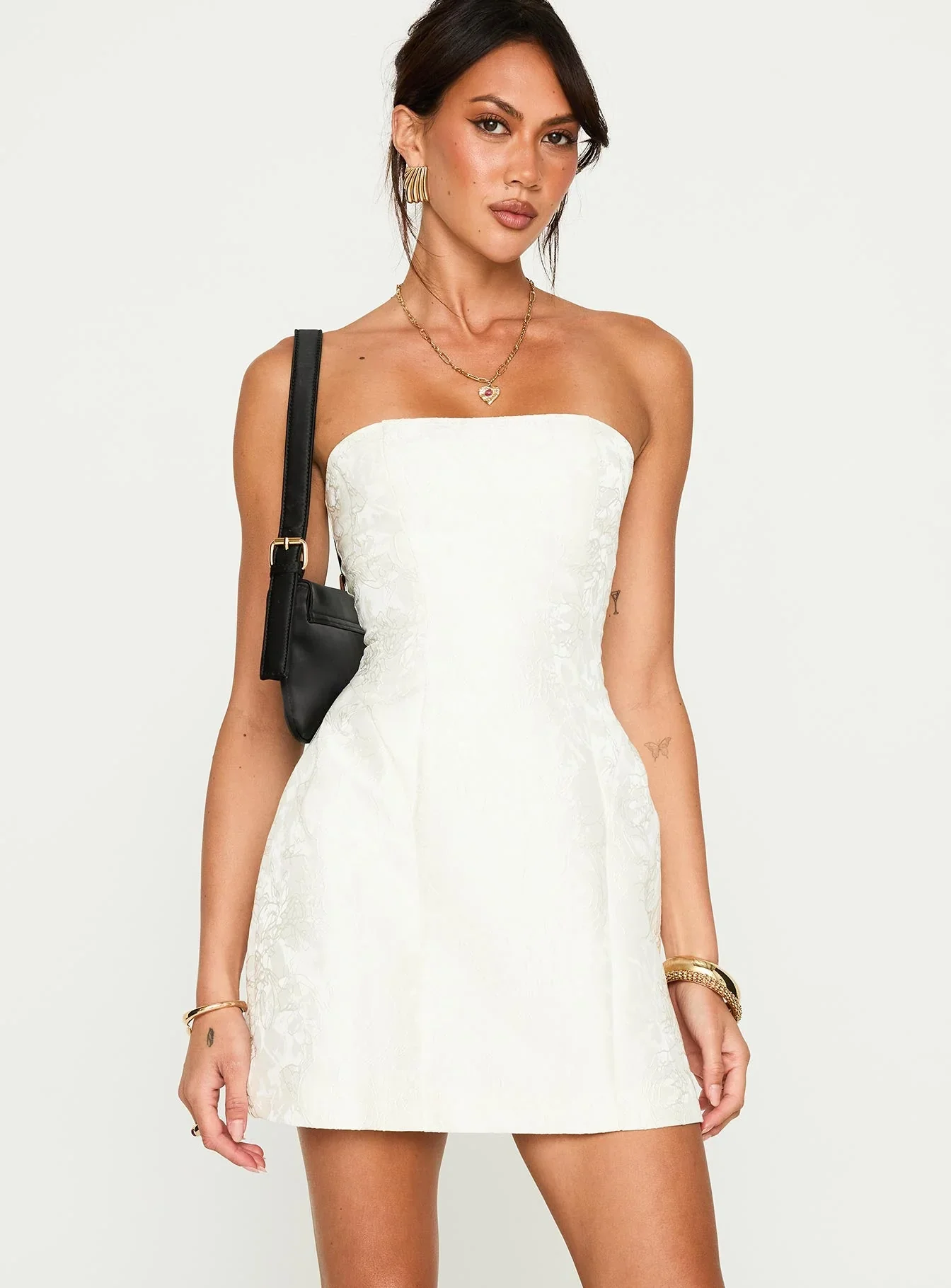 Heaven Sent Strapless Mini Dress White