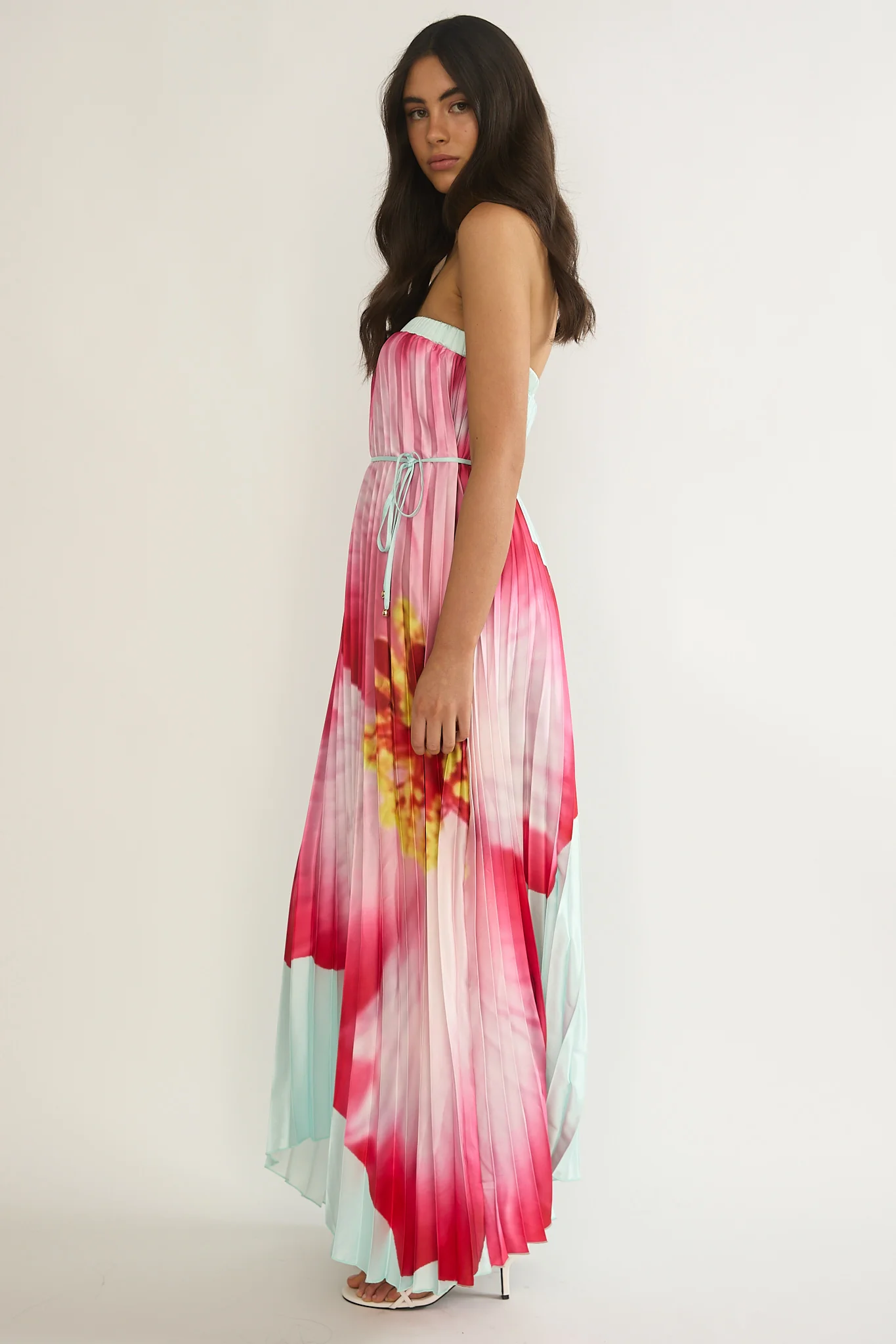 Lauriella Strapless Accordion Pleat Maxi Dress Hibiscus Mint