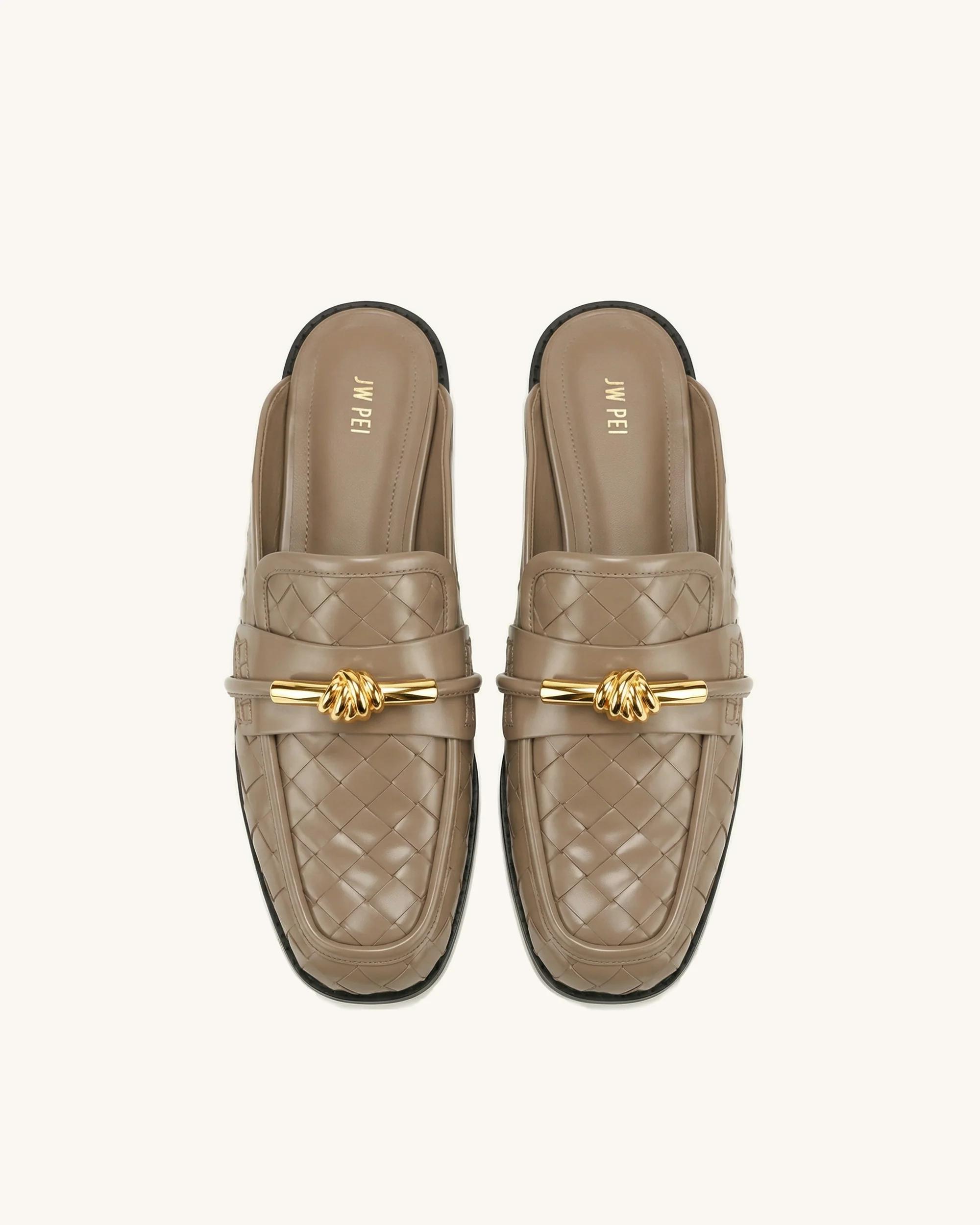 Elowen Woven Horsebit Mule Loafers - Khaki