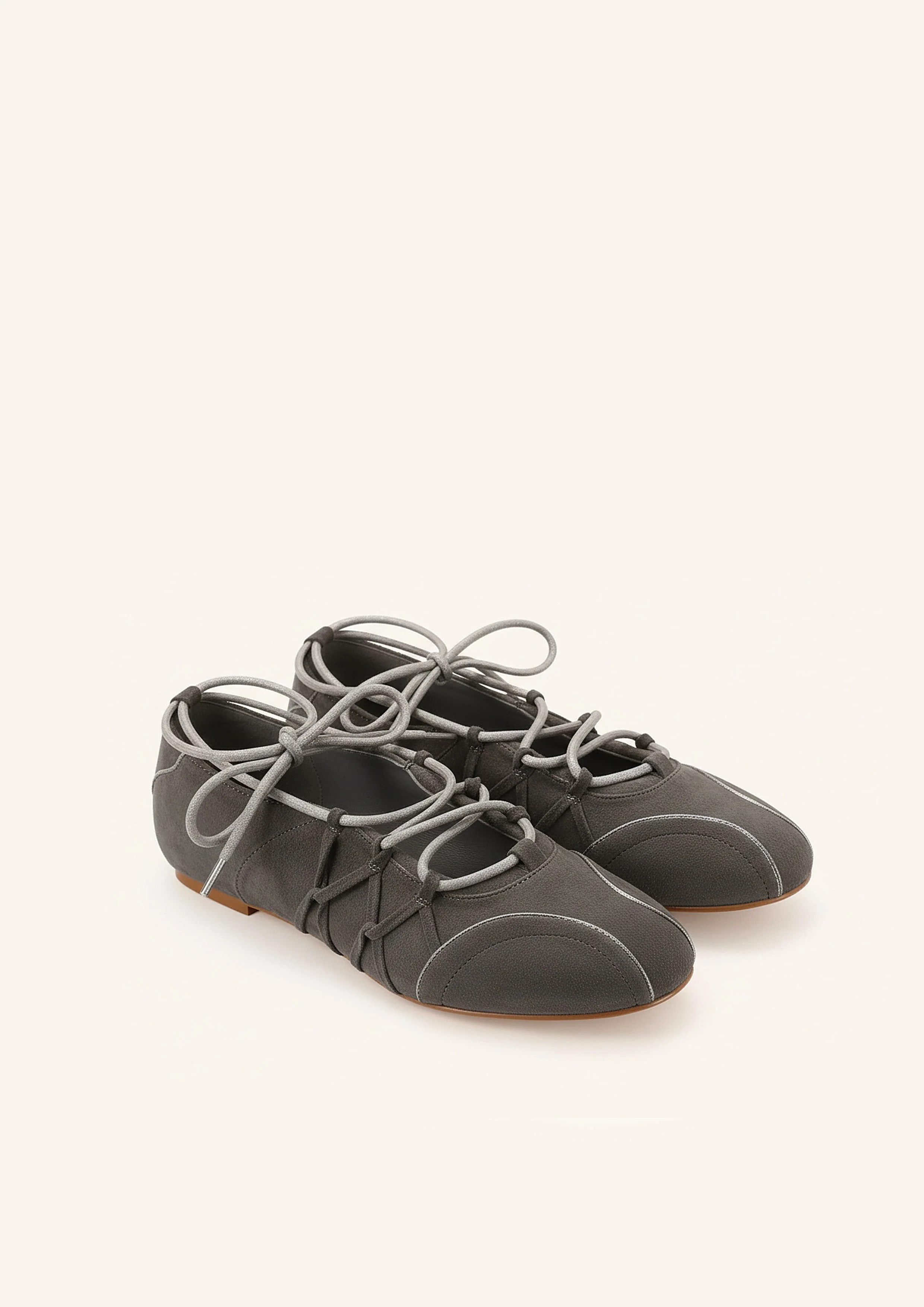 Iria Lace-Up Ballet Flats - Dark Grey