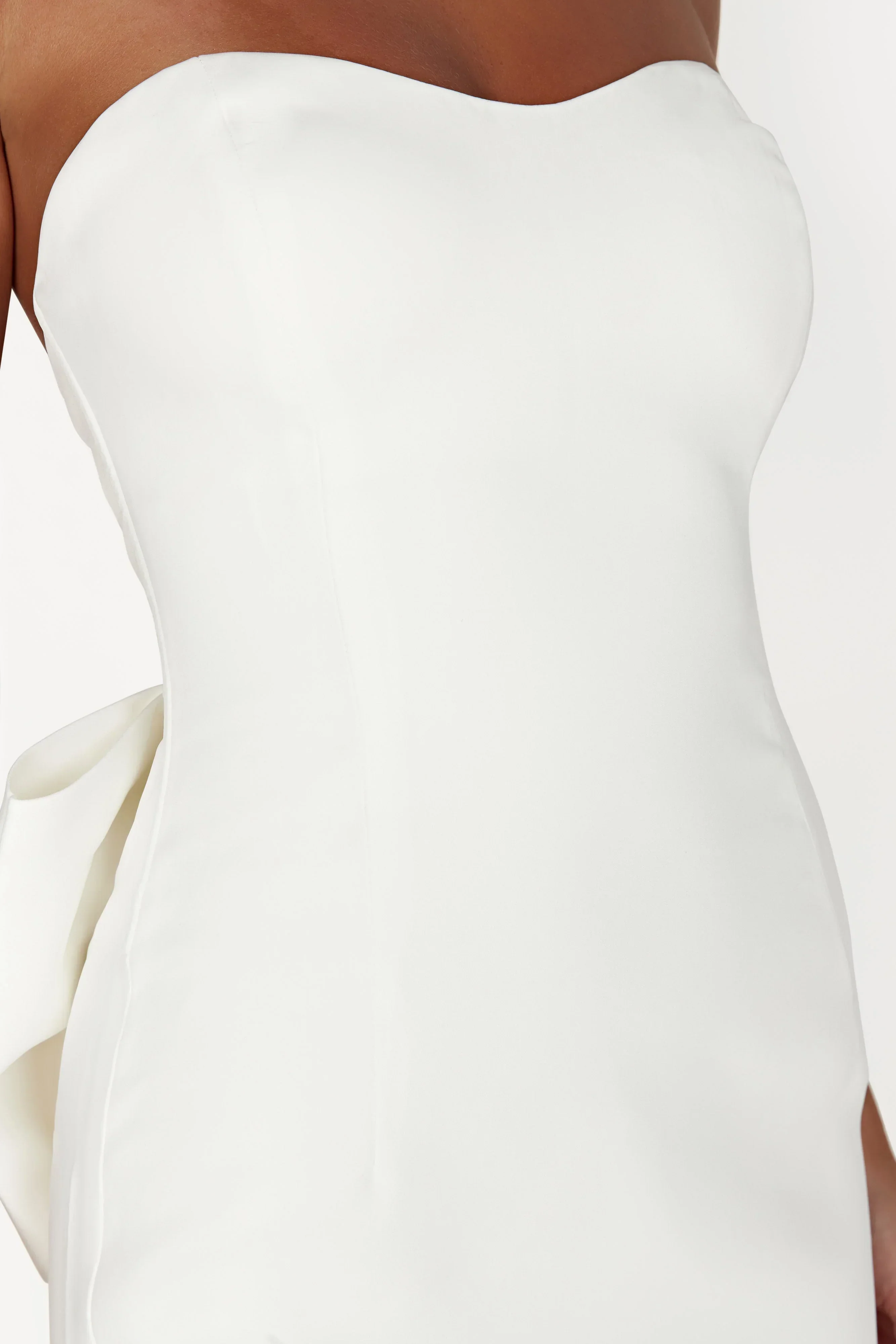 Meredith Strapless Bow Mini Dress - White - luluinthesky