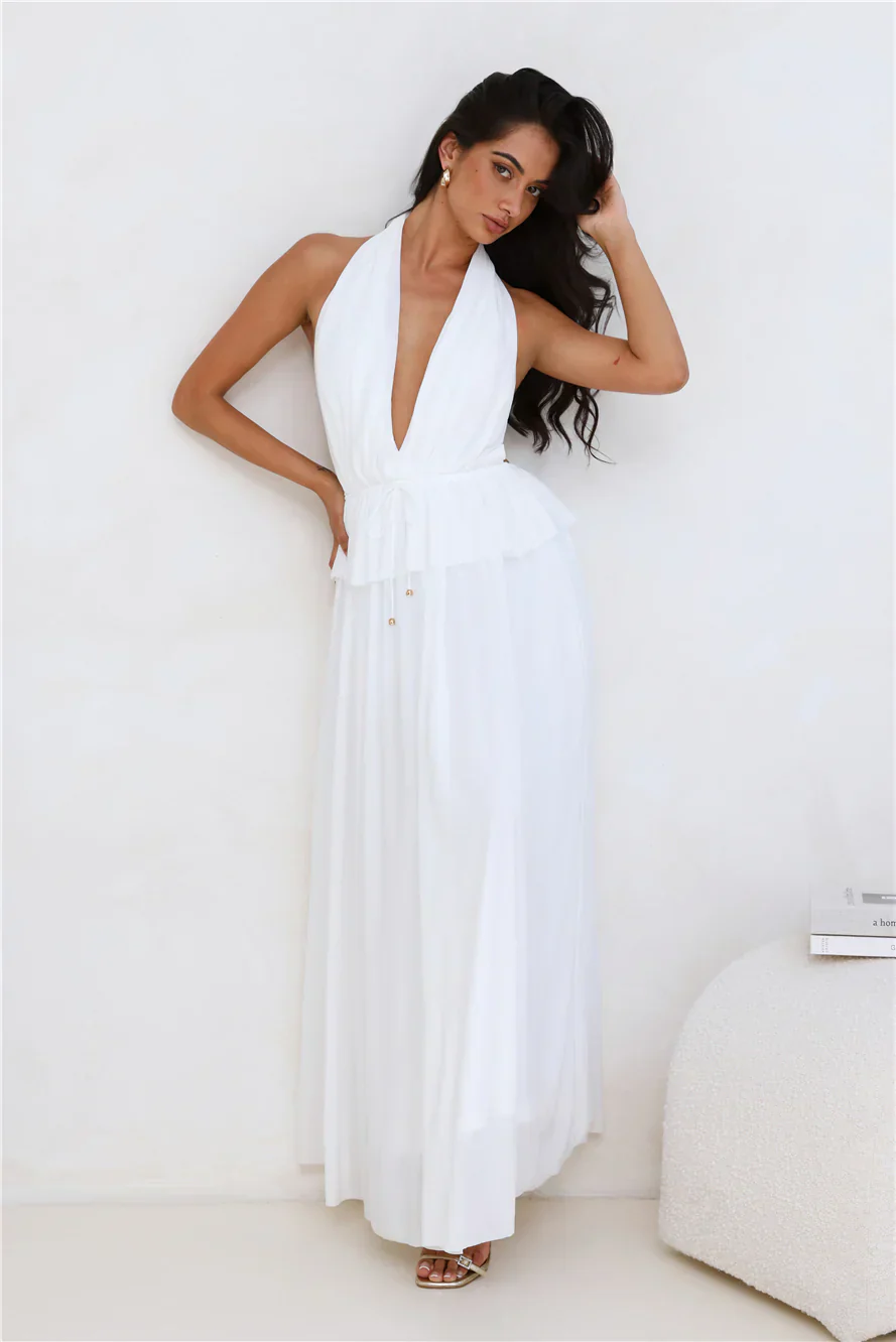 Love From Rosalie Halter Maxi Dress White