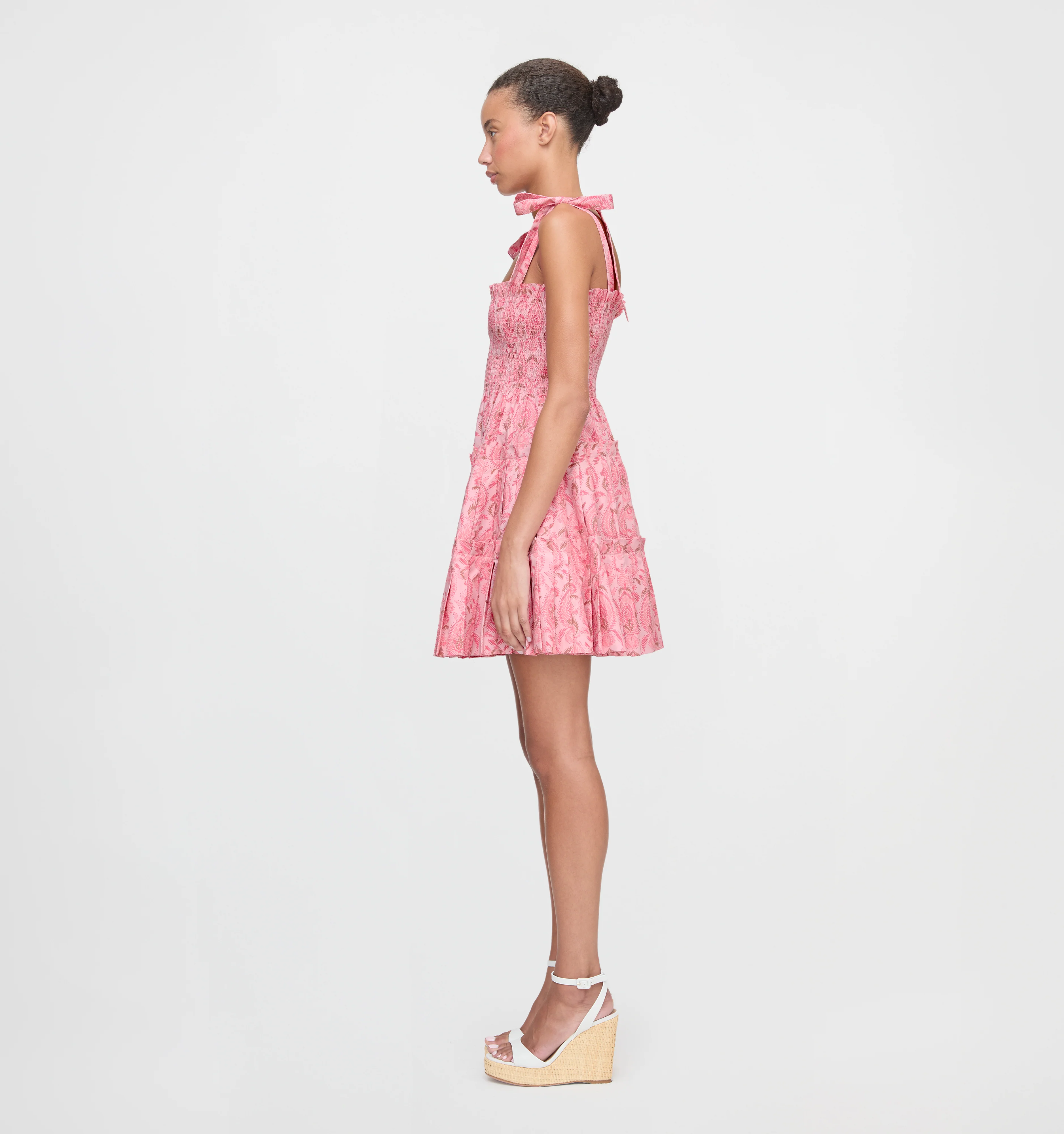 The Ribbon Charlotte Nap Dress - Pink Palm Ikat