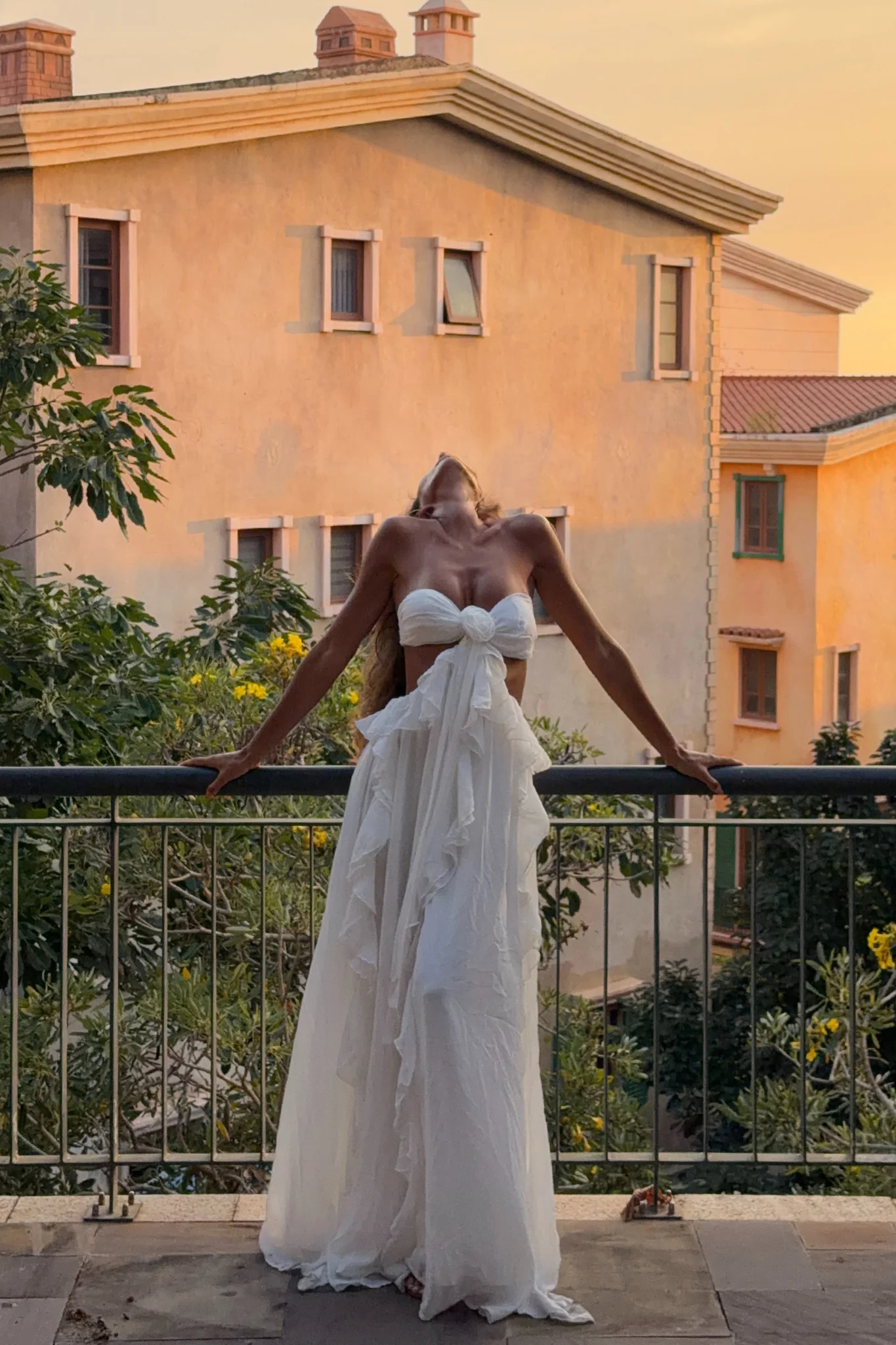 Santiago Cut-Out Ruffle Maxi Dress White - luluinthesky