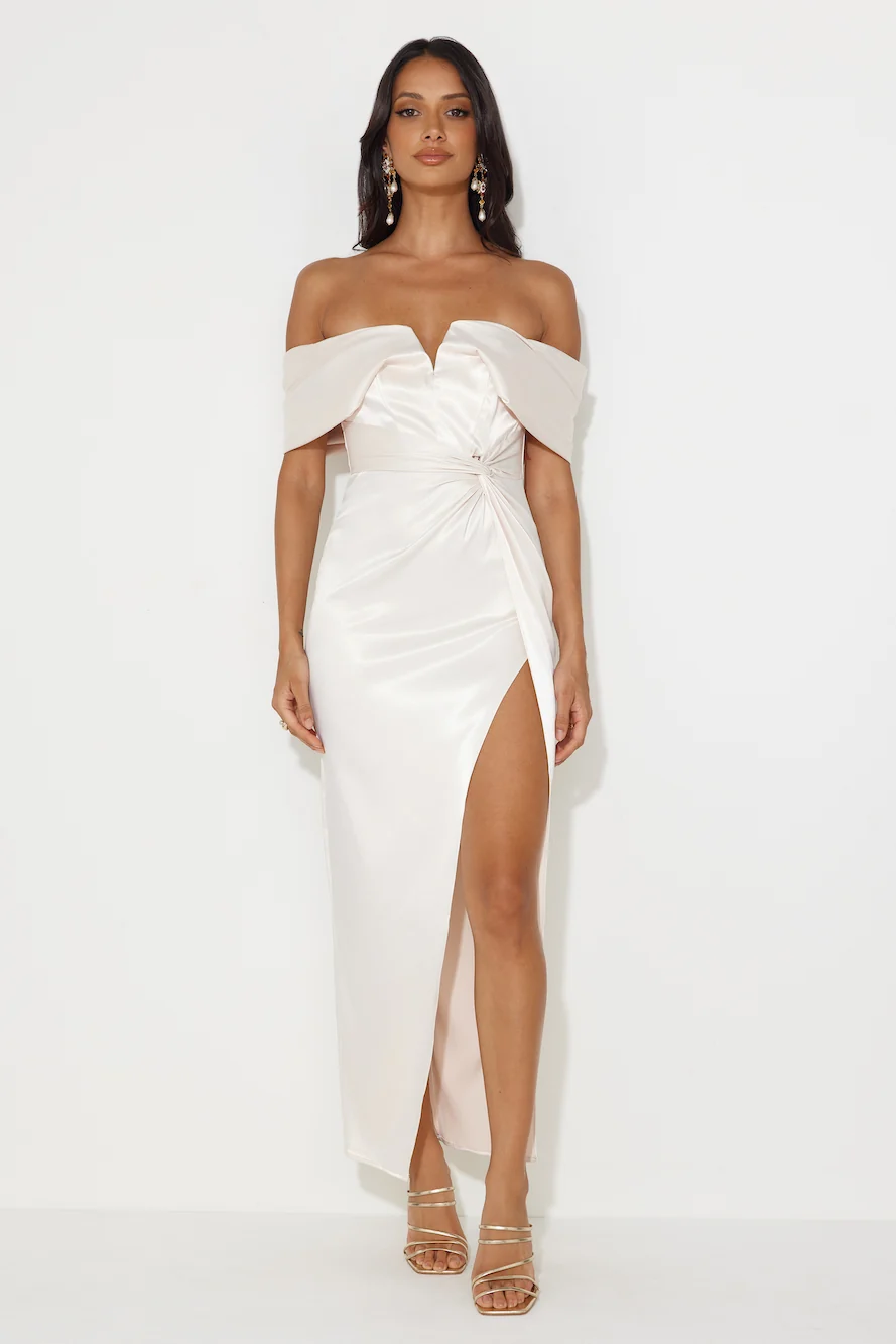 Formal Affair Satin Maxi Dress Pearl