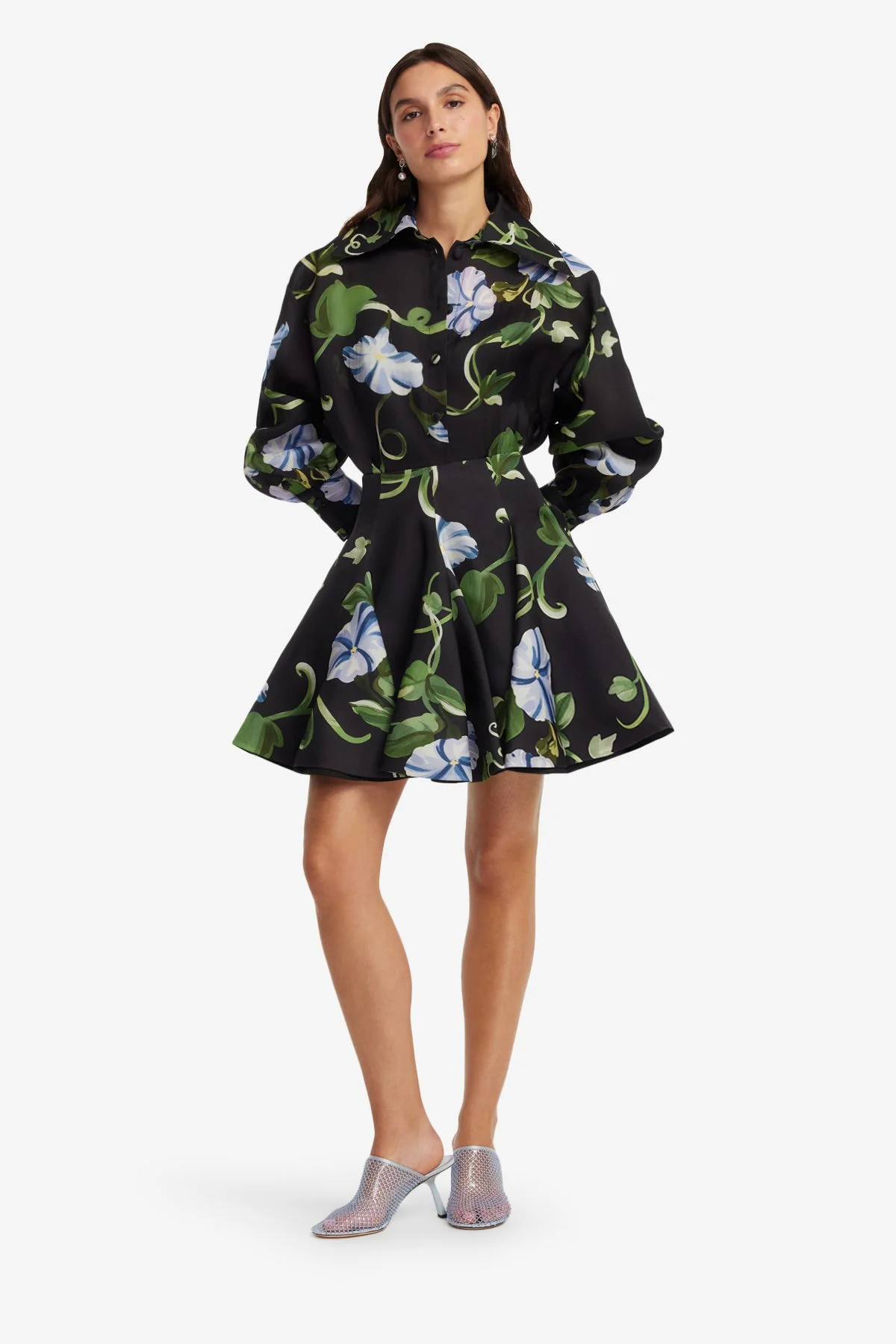 Kathleen Silk Blouse - Vine Print in Ebony