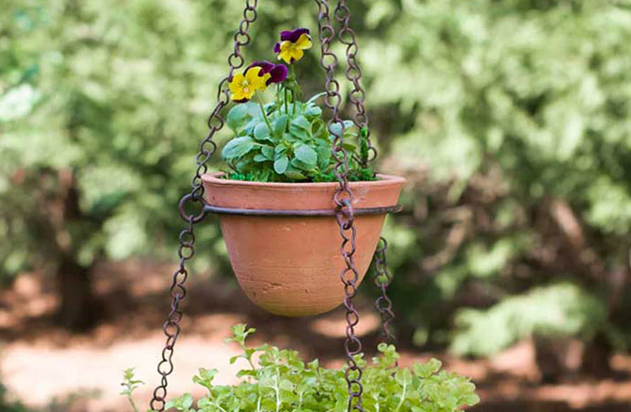 Two-Tier Hanging Terra Cotta Pot