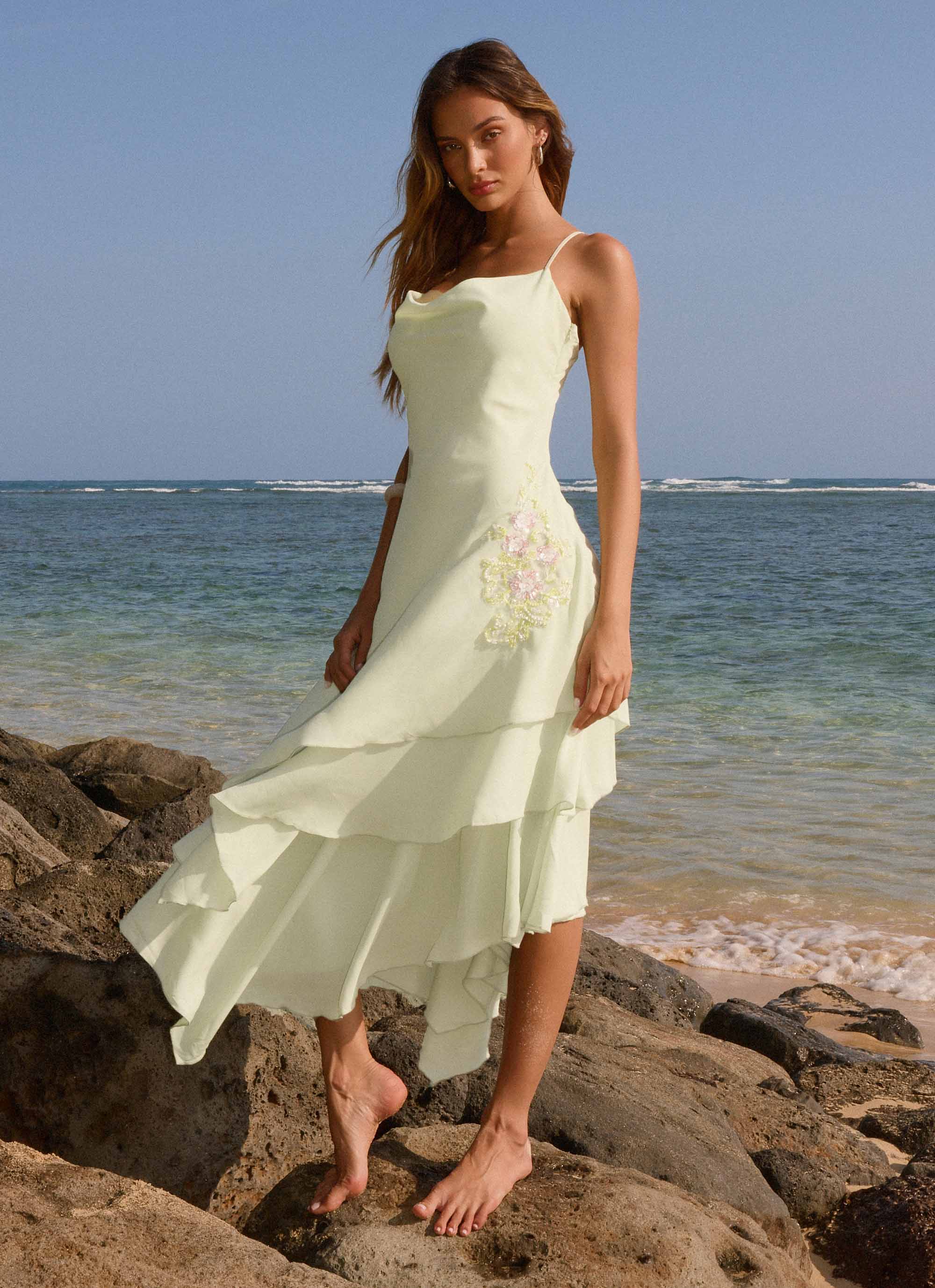 Trisette Midi Dress - Lime