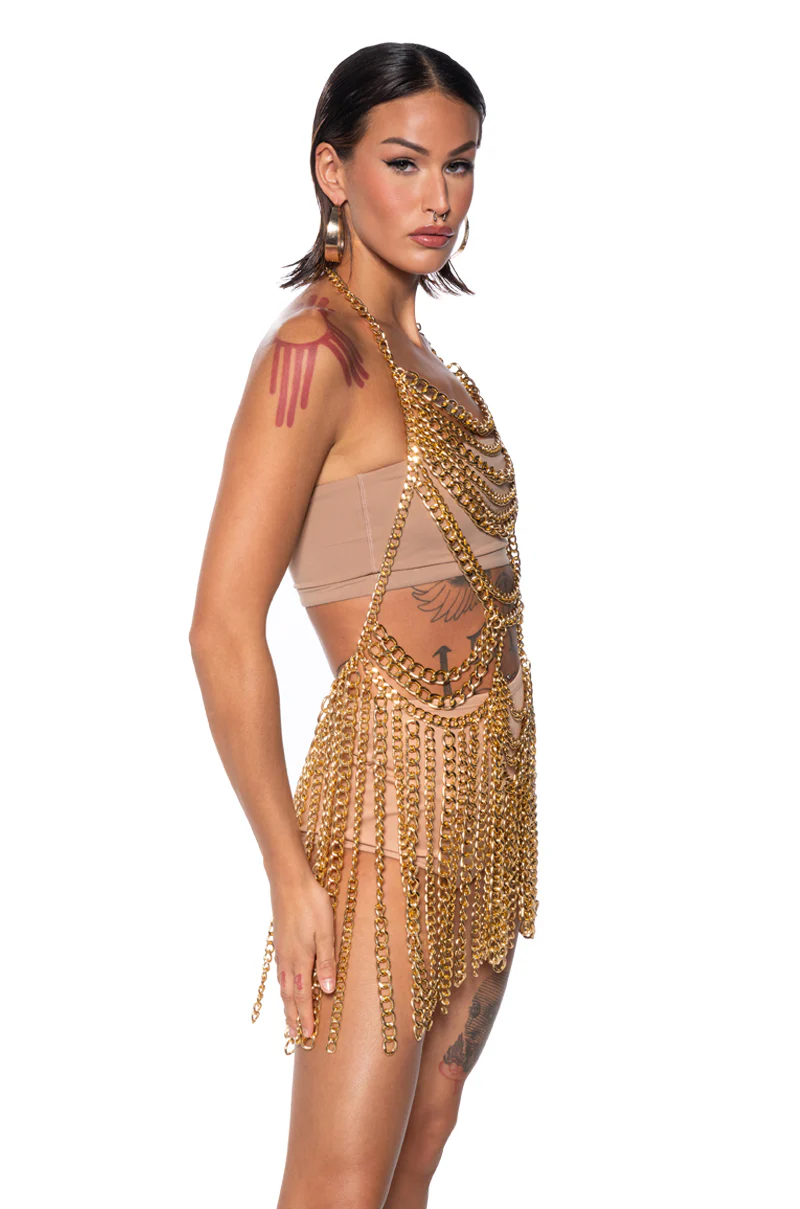 Goodbye Chain Angel Overlay Maxi Dress