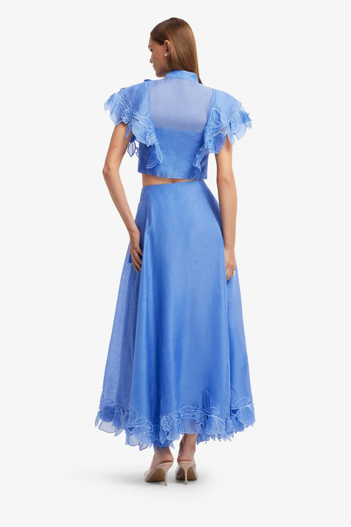 Leila Appliqué Midi Skirt - Azure