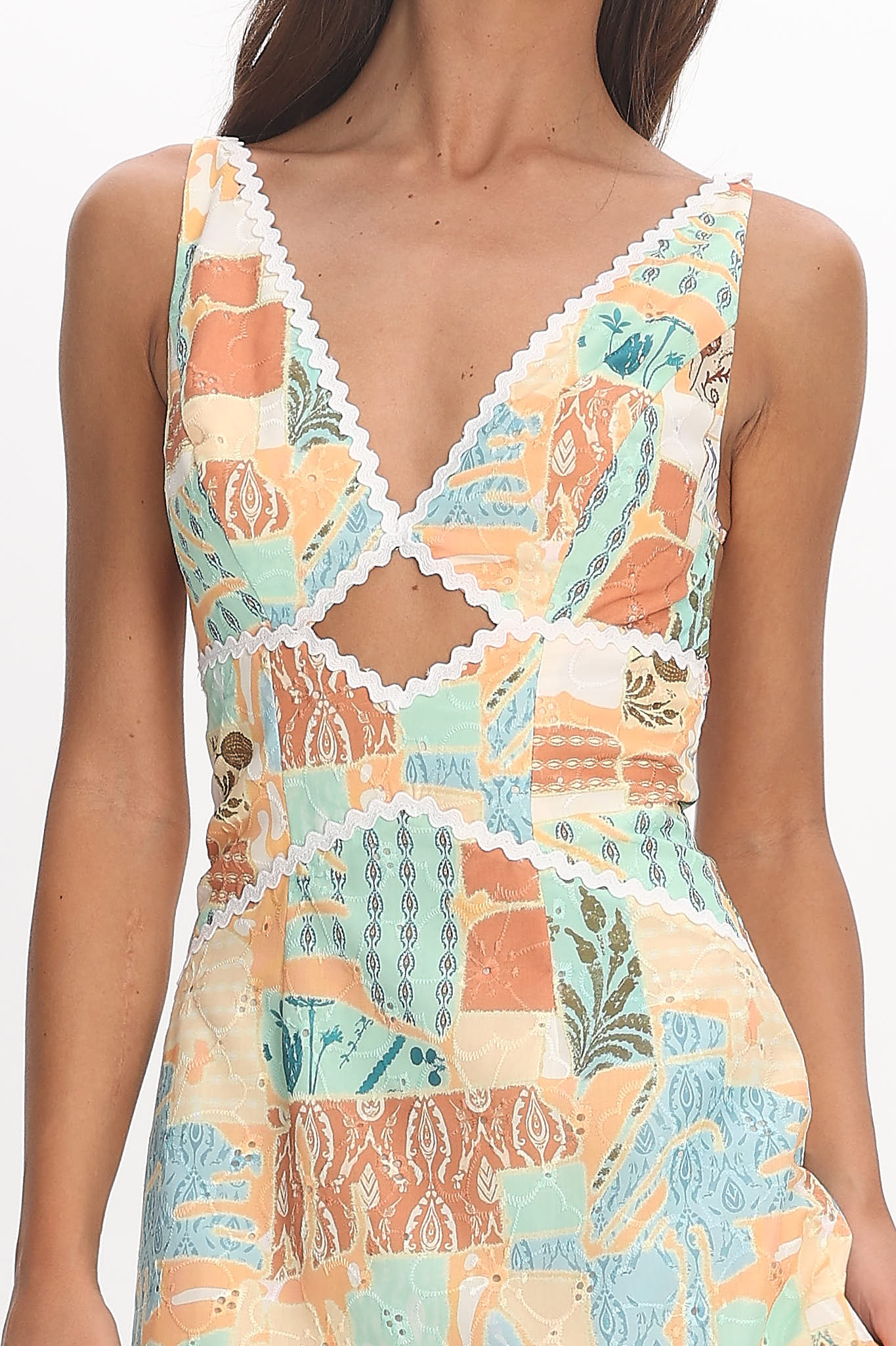 Avilo Ric Rac Trim Maxi Dress Print Yellow - luluinthesky