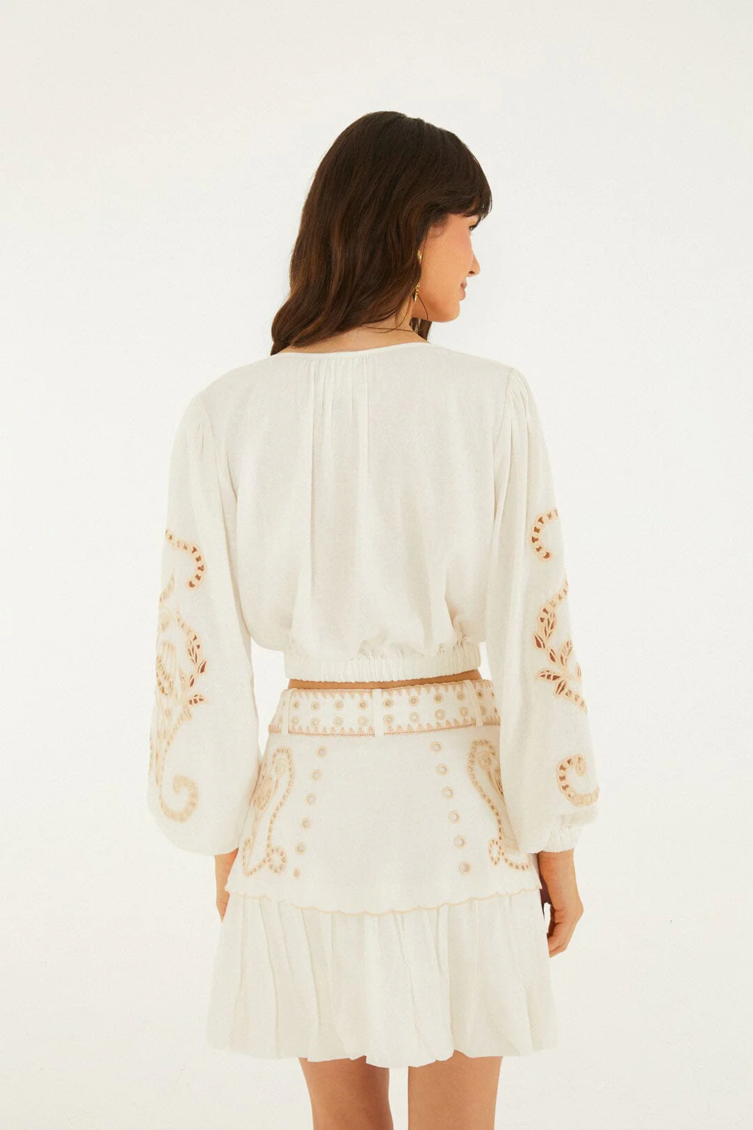 FARM Rio Sand Richelieu Belted Mini Skirt