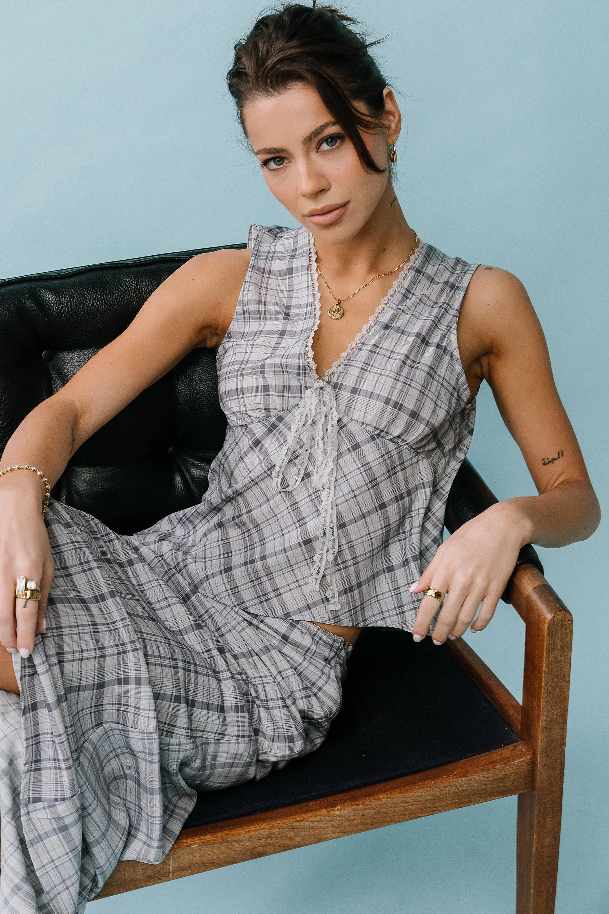 Jenna Plaid Blouse in Blue