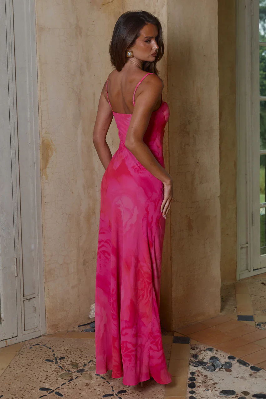 CHARLOTTE BUSTIER SLIP MAXI DRESS - ROSALITA PINK