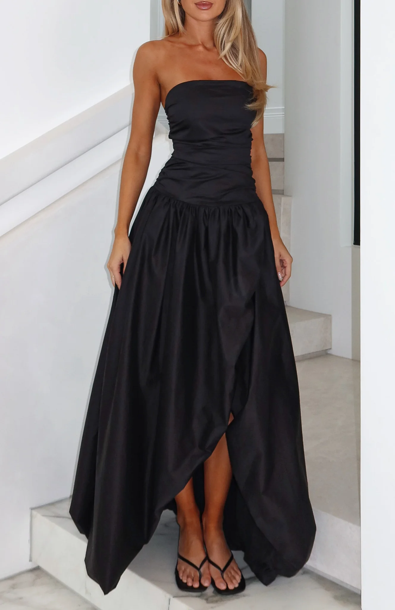 Keep My Promise Strapless Maxi Dress Black