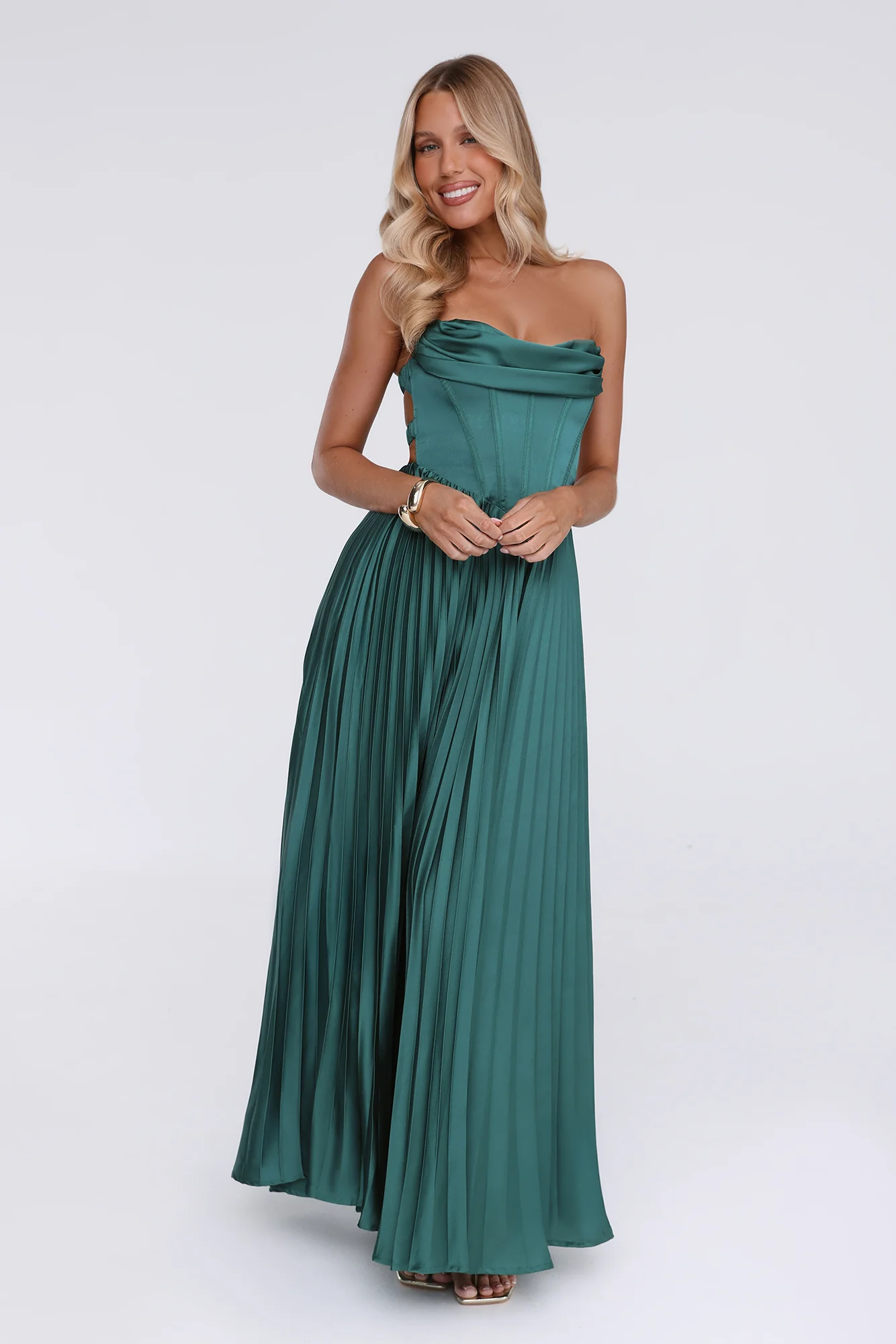Starlit Kiss Satin Maxi Dress Green