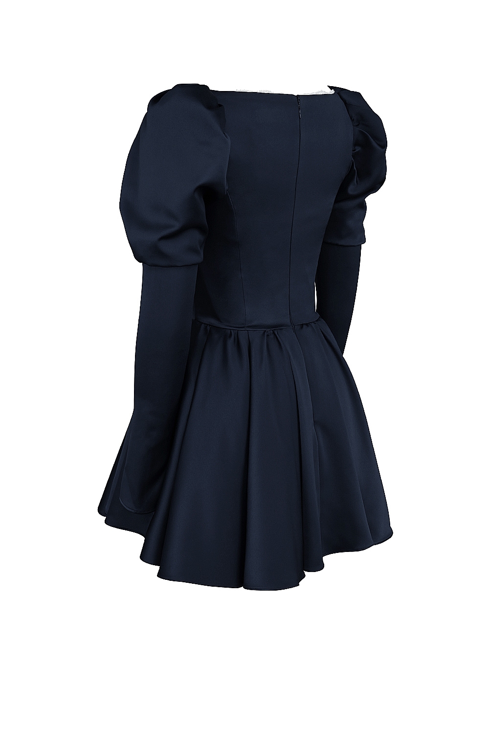 Midnight Satin Puff Sleeve Mini Dress