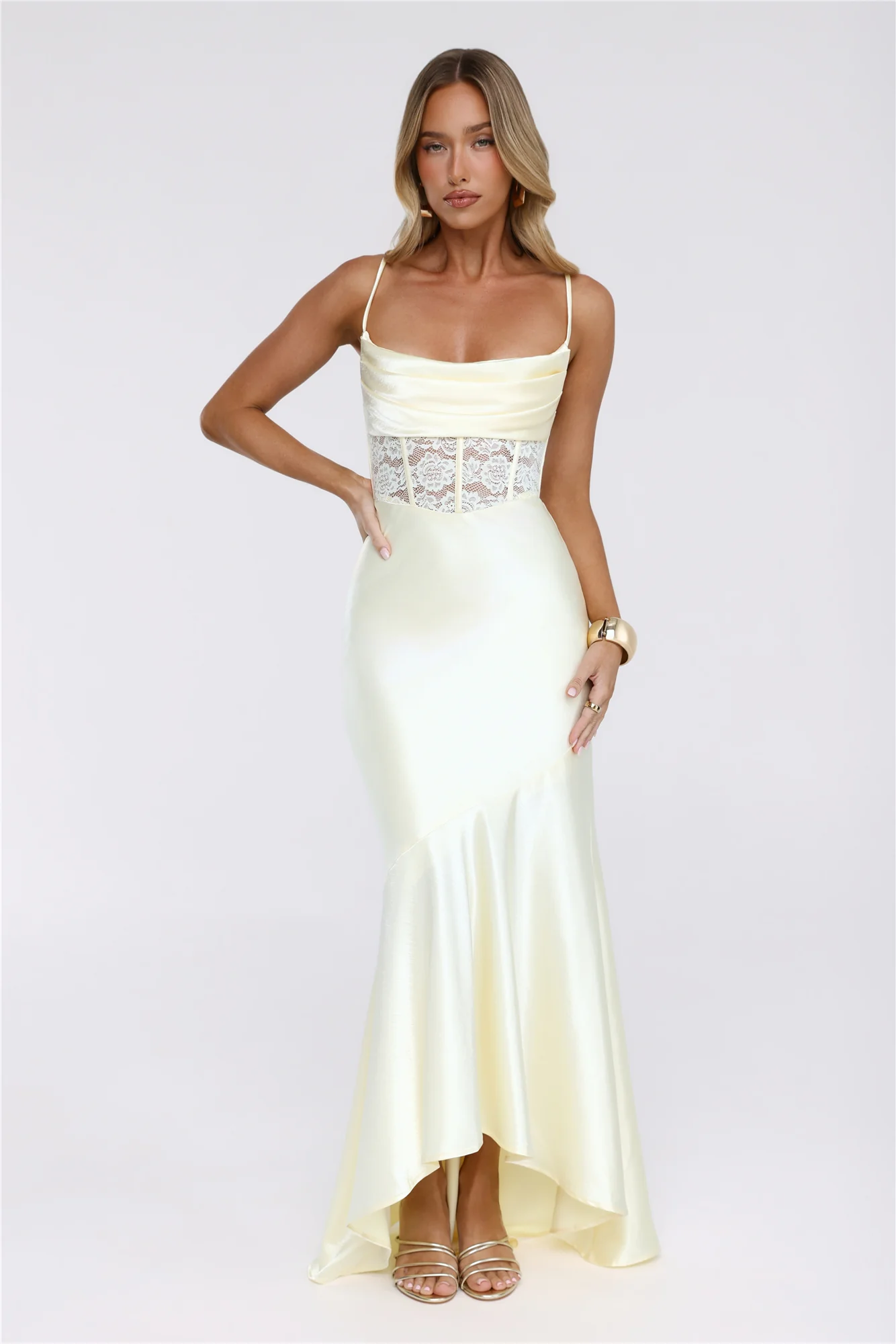 Silker Moments Satin Maxi Dress Yellow