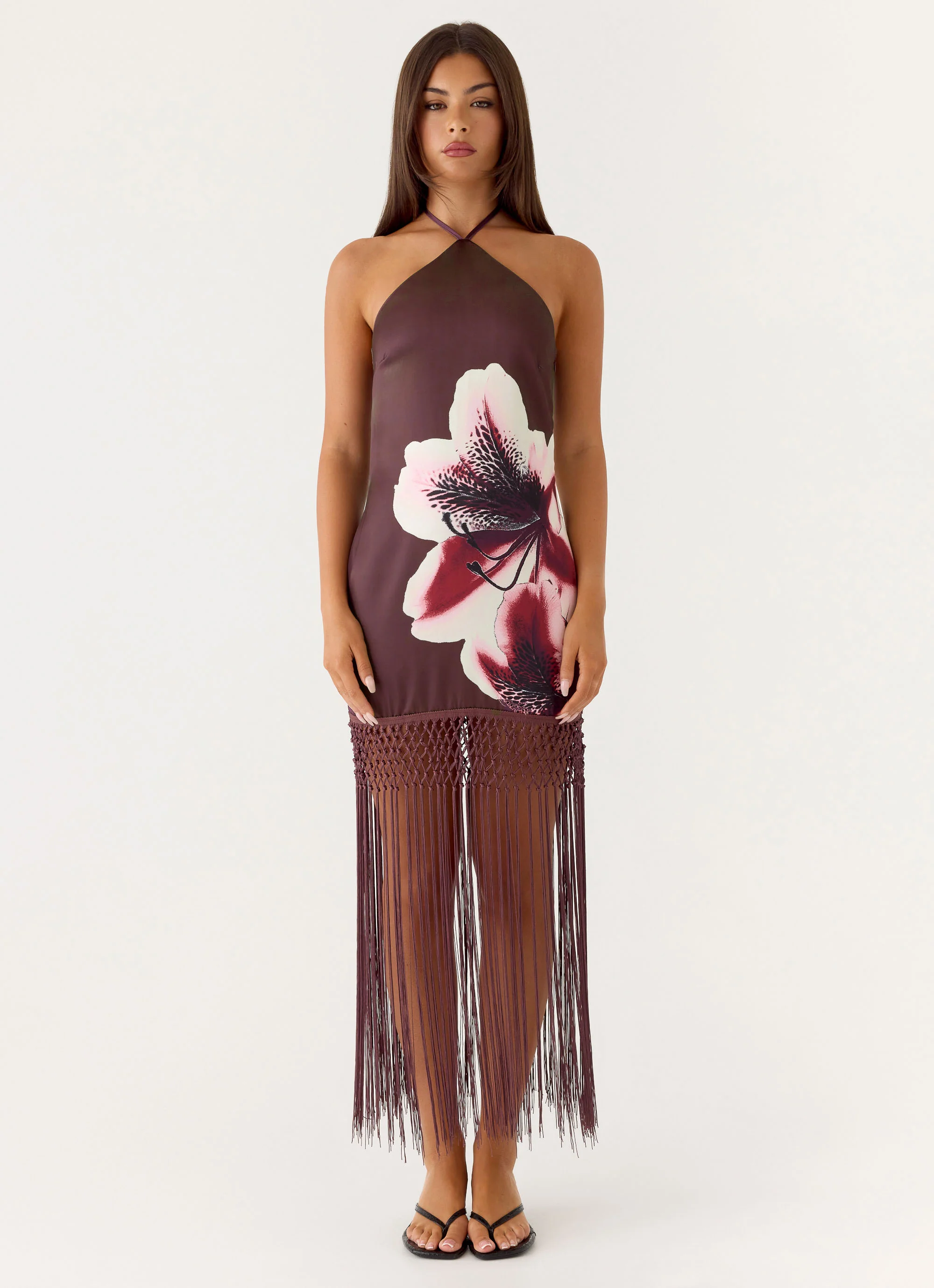 Niahvette Halter Midaxi Dress - Velvet Bloom