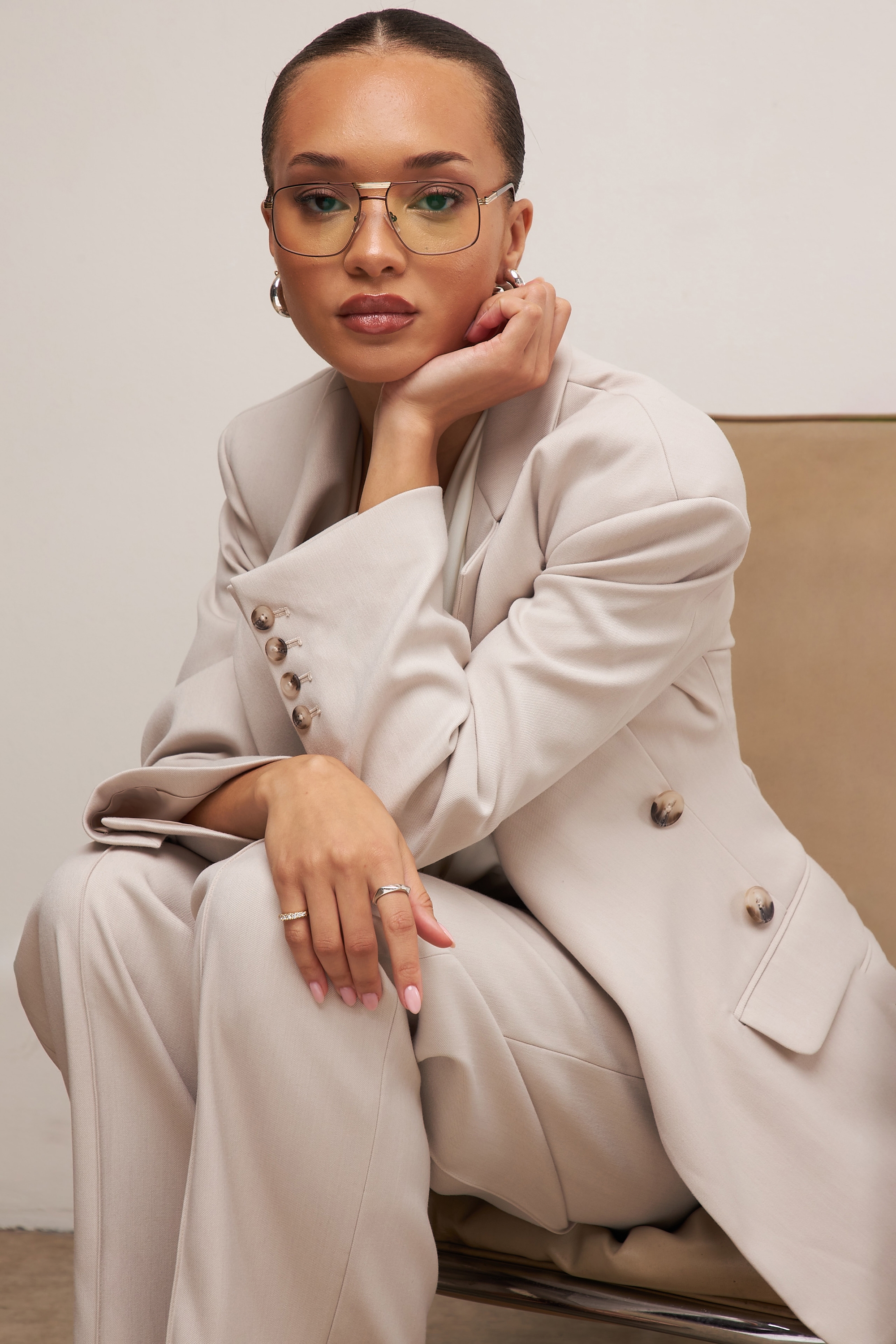 beige hourglass blazer