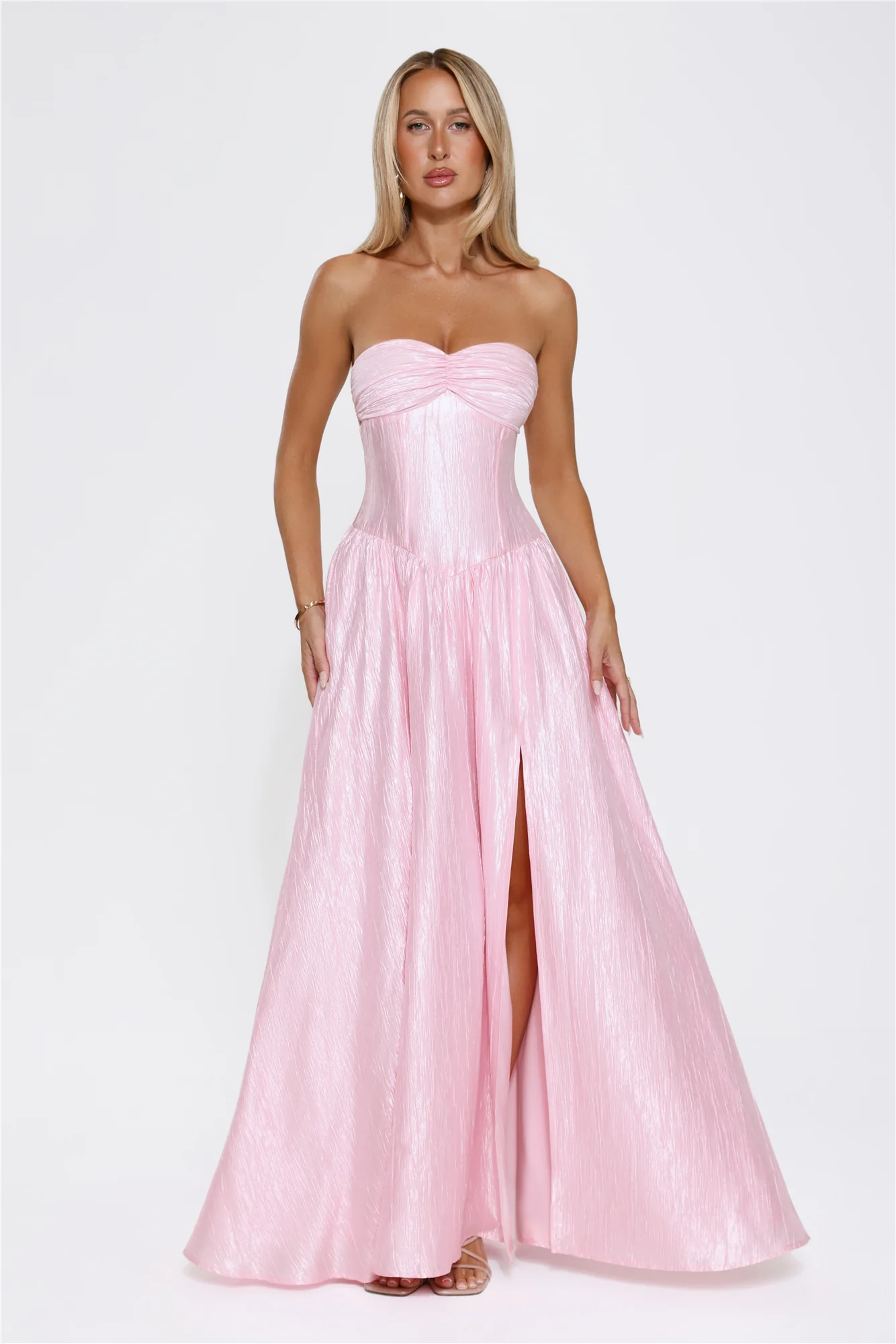 Jewel Of The Night Strapless Maxi Dress Pink