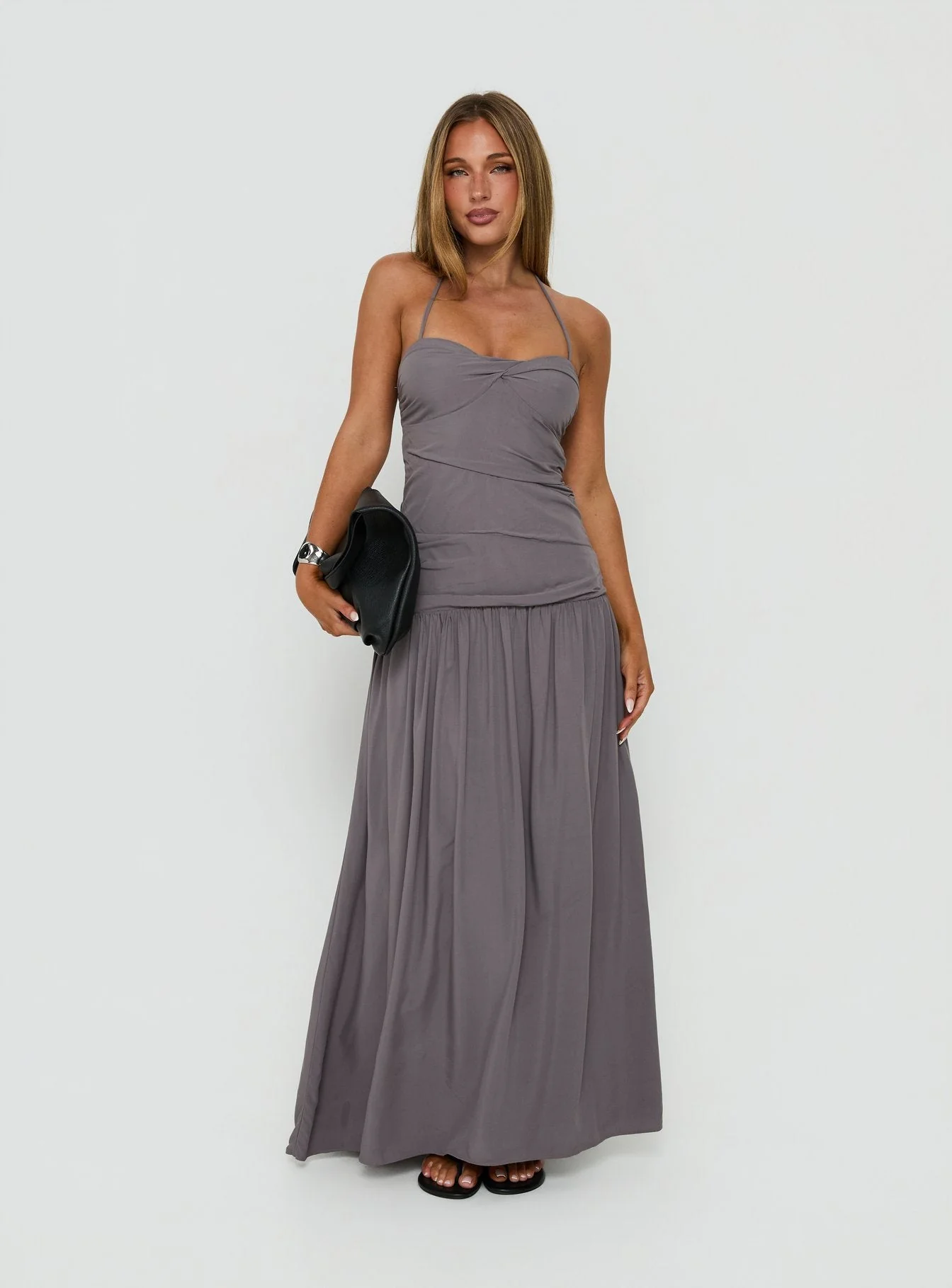 Marguerite Halter Maxi Dress Storm