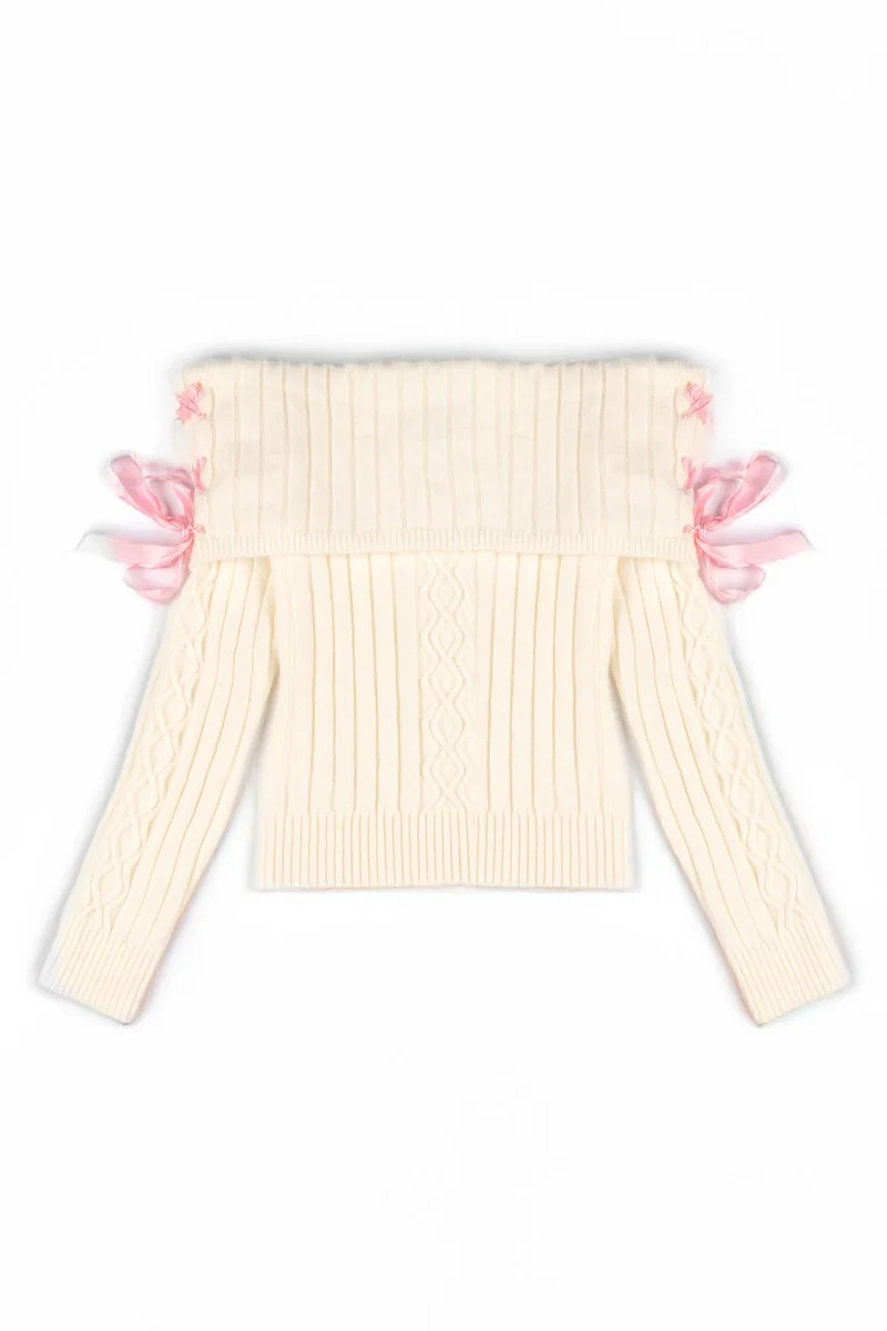 Off-The-Shoulder Ribbon Sweater