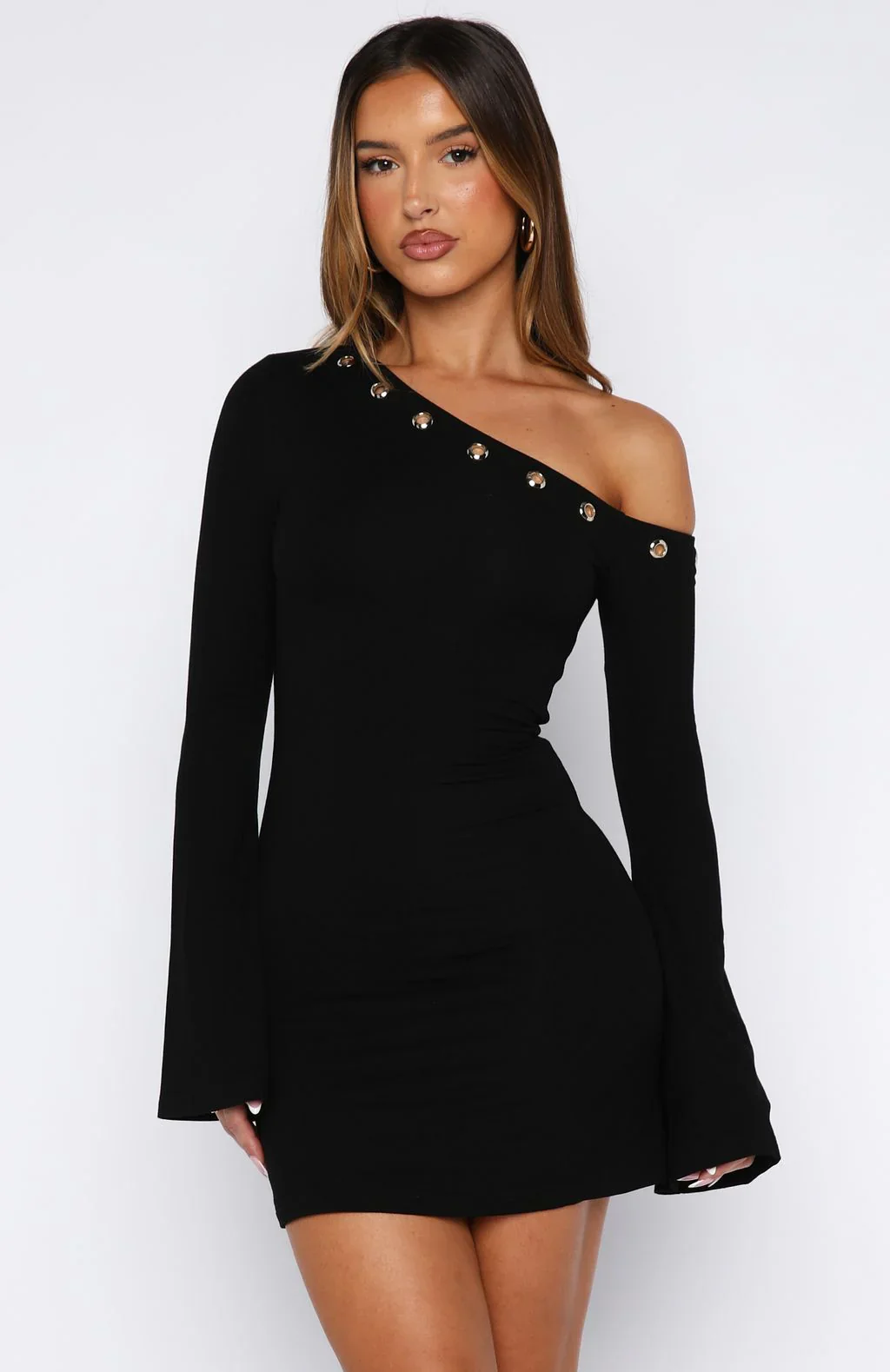 Live Loud Long Sleeve Mini Dress Black