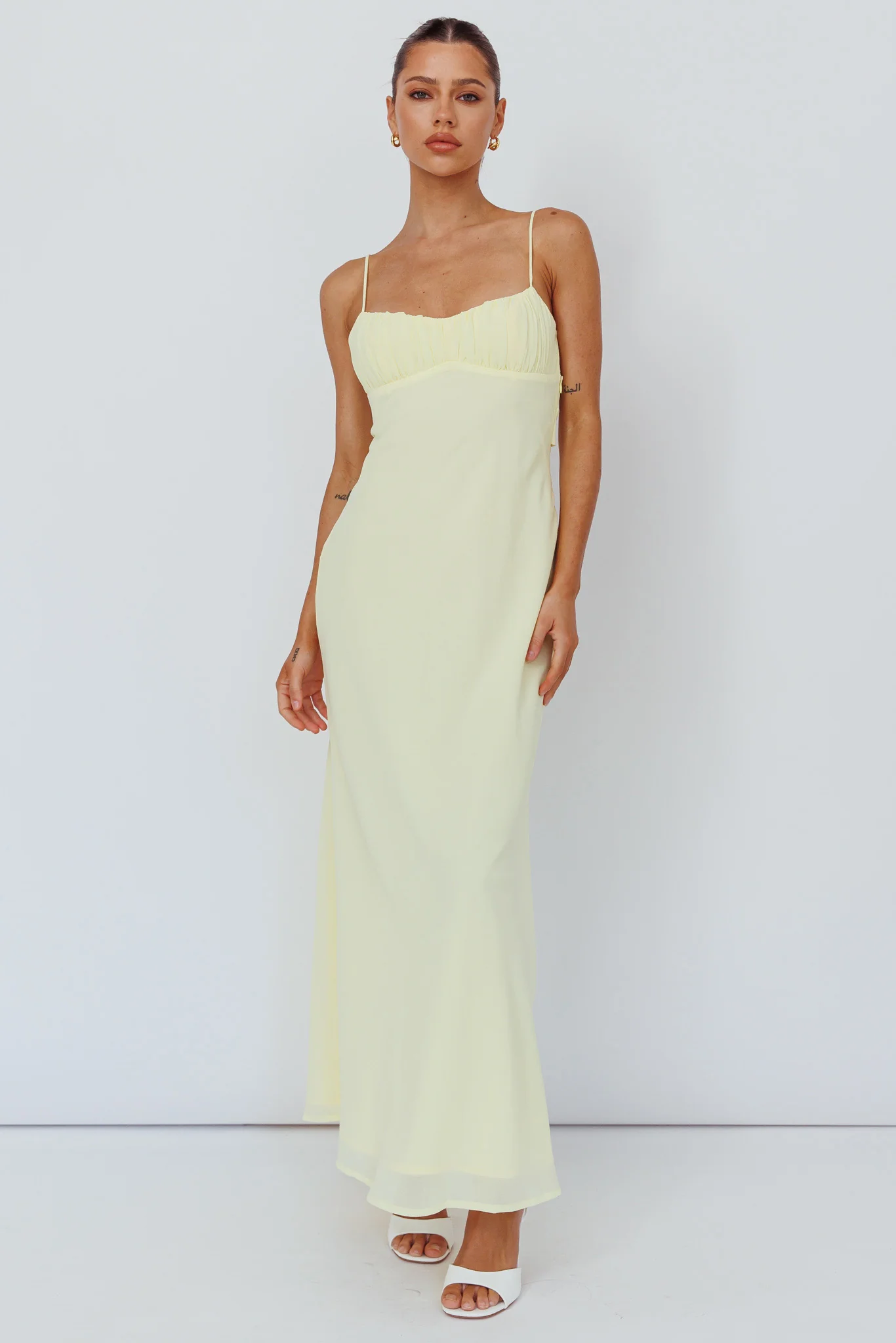 Nerida Twist Back Maxi Dress Lemon