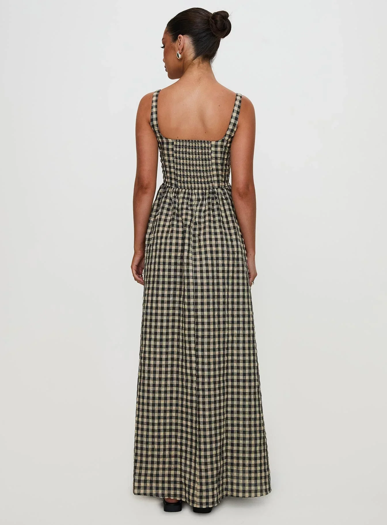 Cartmel Check Maxi Dress Black / Cream - luluinthesky
