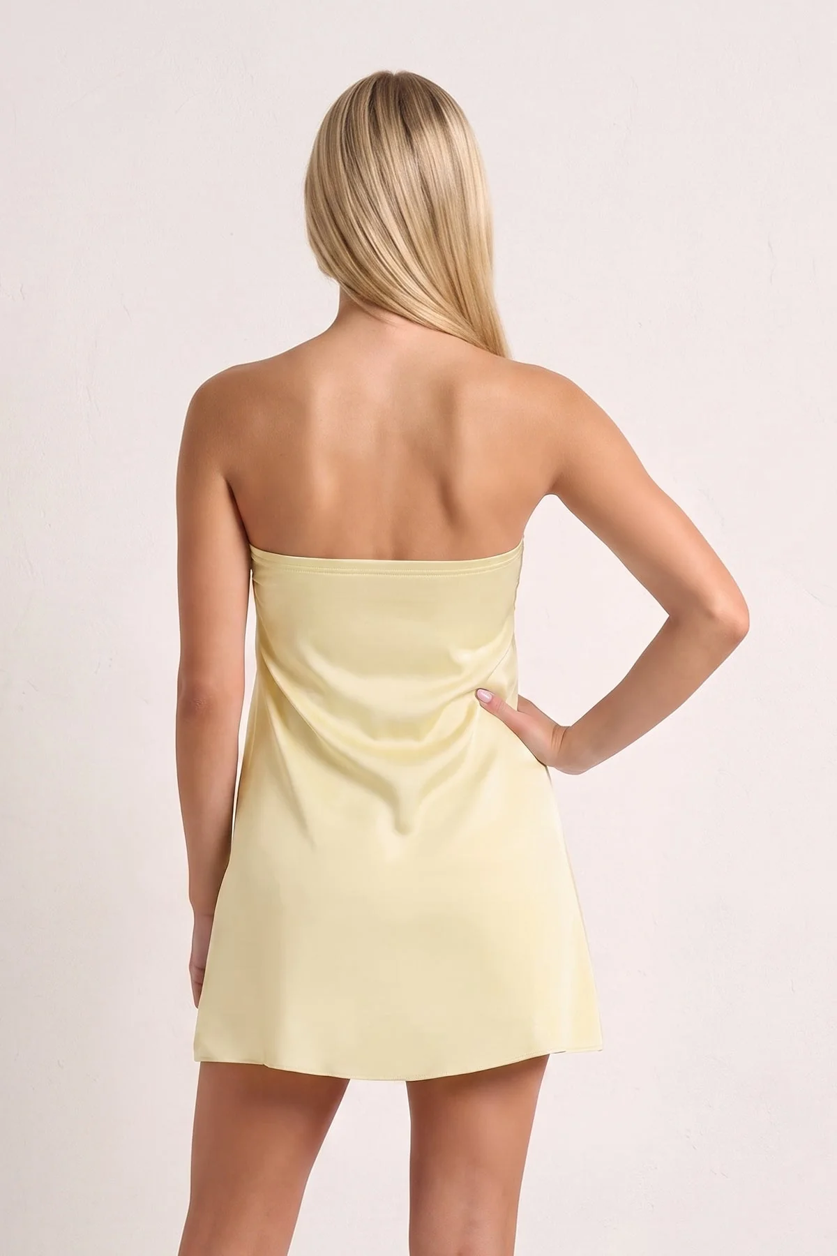 Sky Blue Strapless A-Line Satin Homecoming Dress with Ribbon