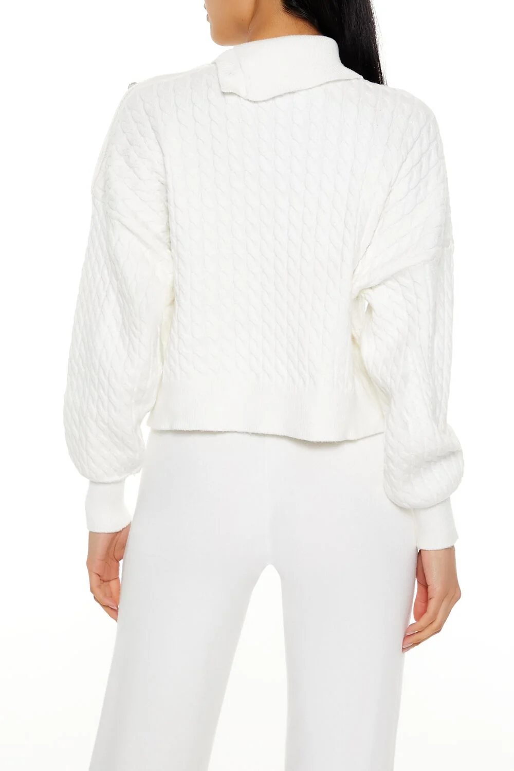 Faux Pearl Cable Knit Sweater