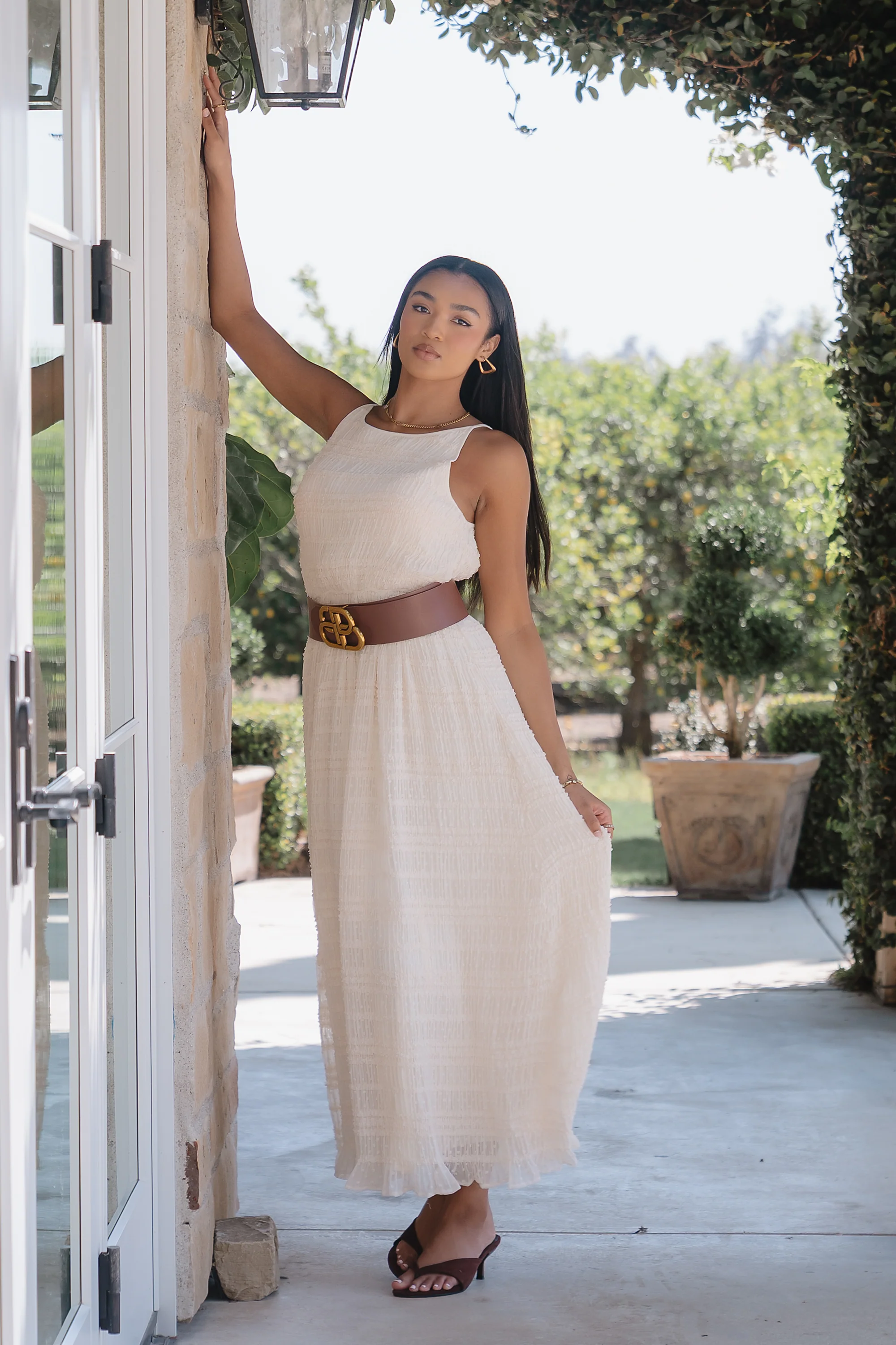 Jordy Textured Maxi Dress in Cream - FINAL SALE