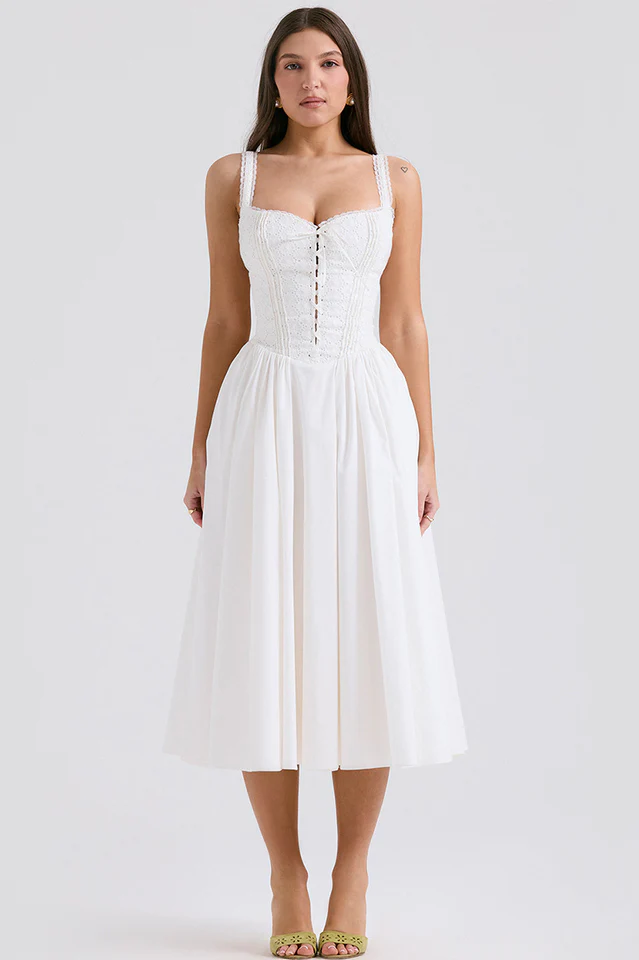 Milia White Brogue Cotton Dress