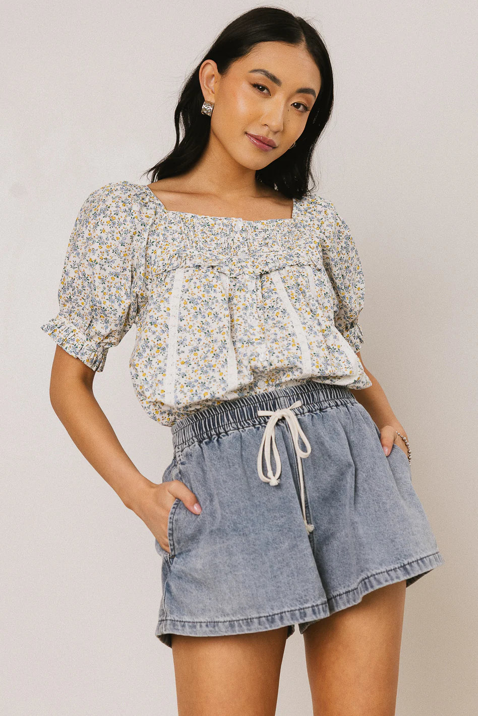 Tiffany Floral Blouse in Blue