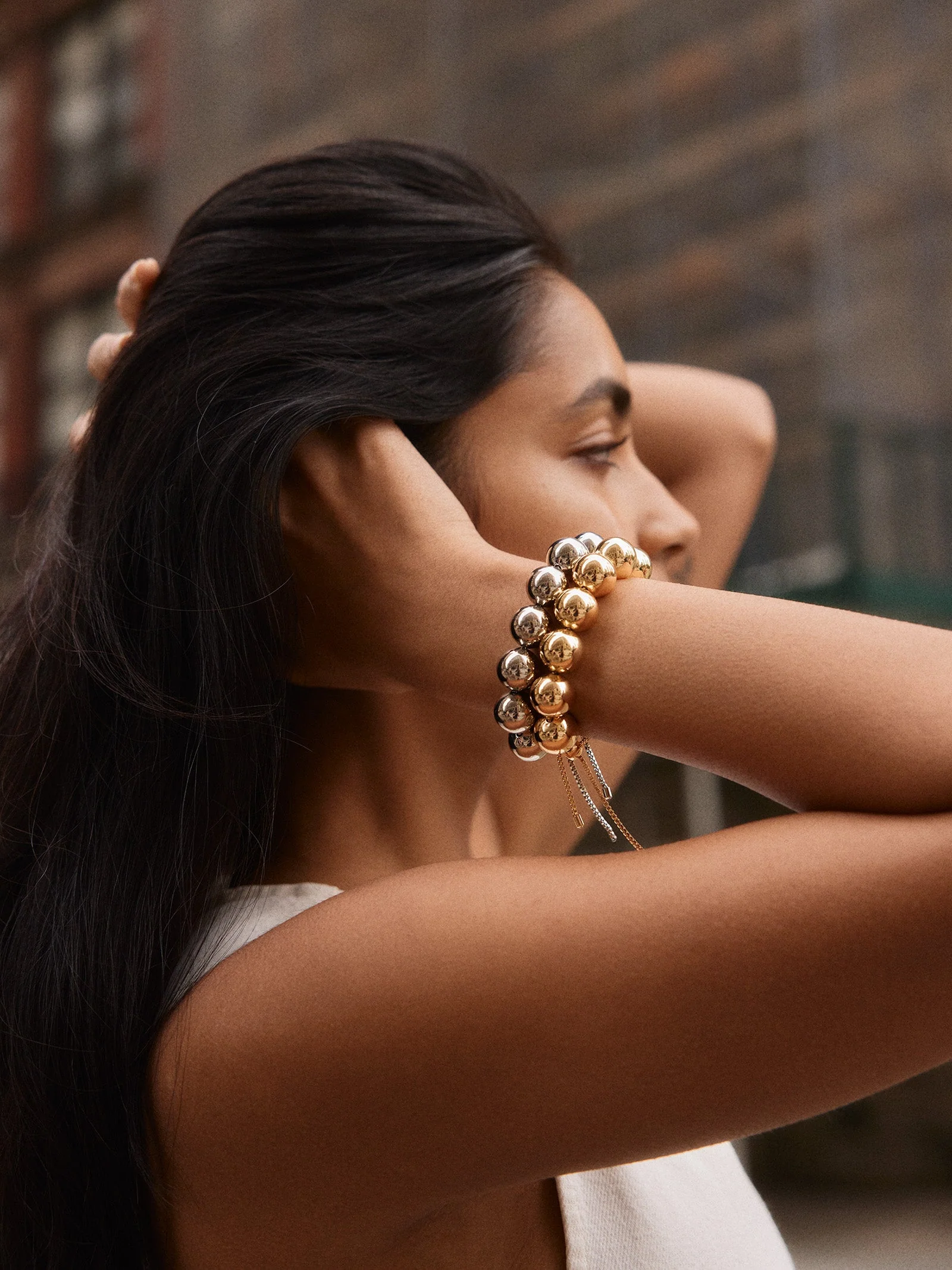 Jane Beaded Bracelet - Silver Bead