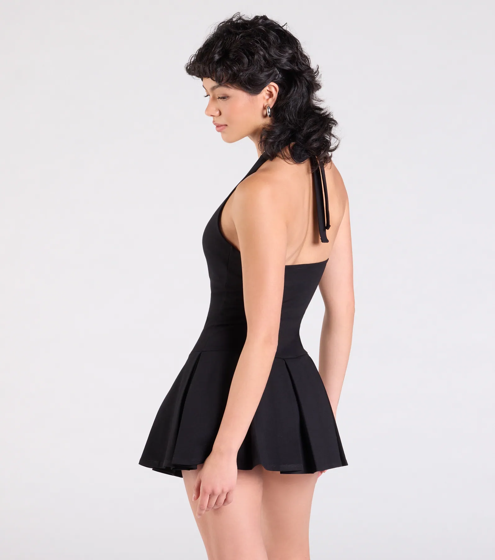 Flirty Flair Halter Pleated Romper
