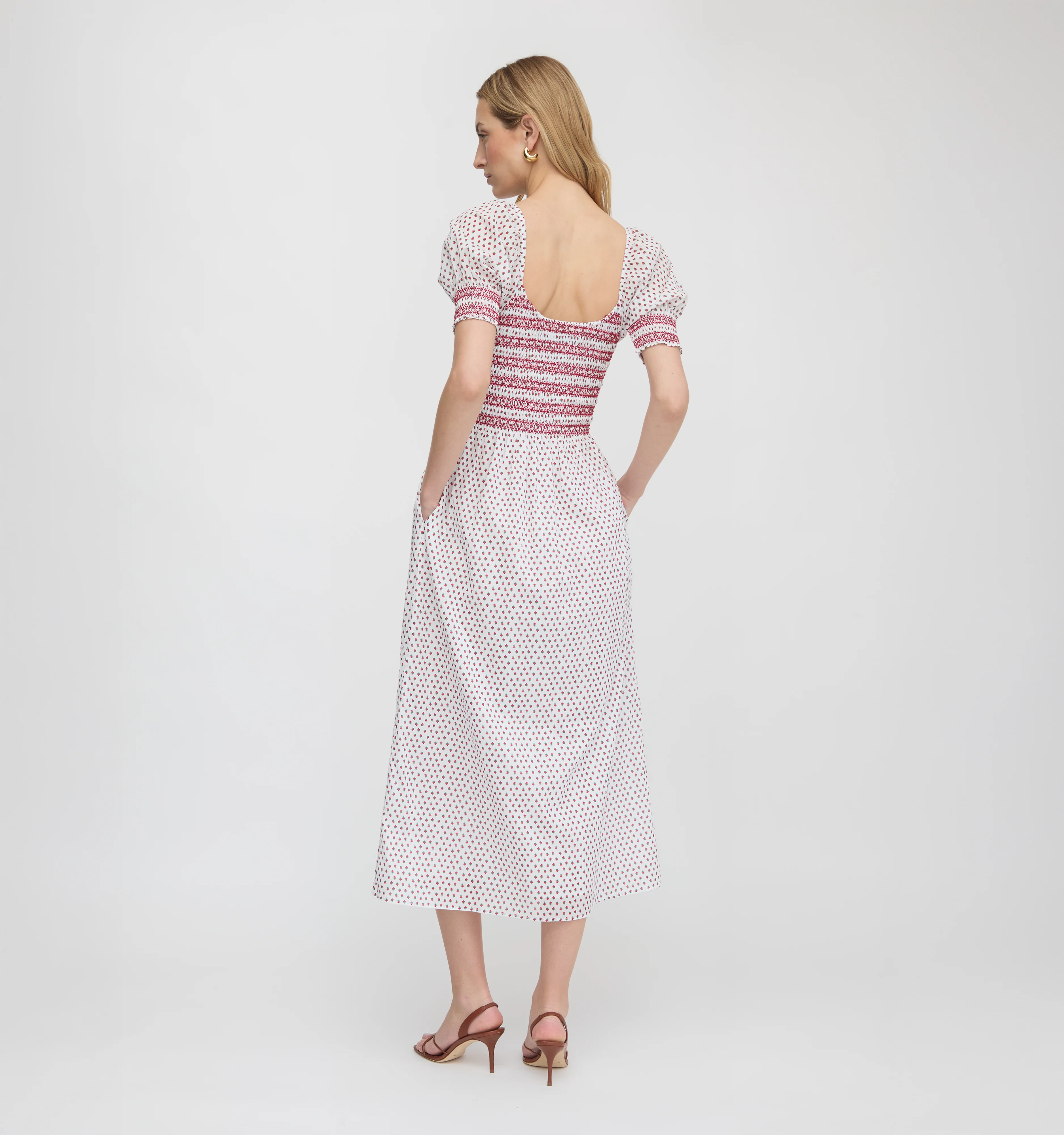 The Madeline Nap Dress - White Poppy Half Drop
