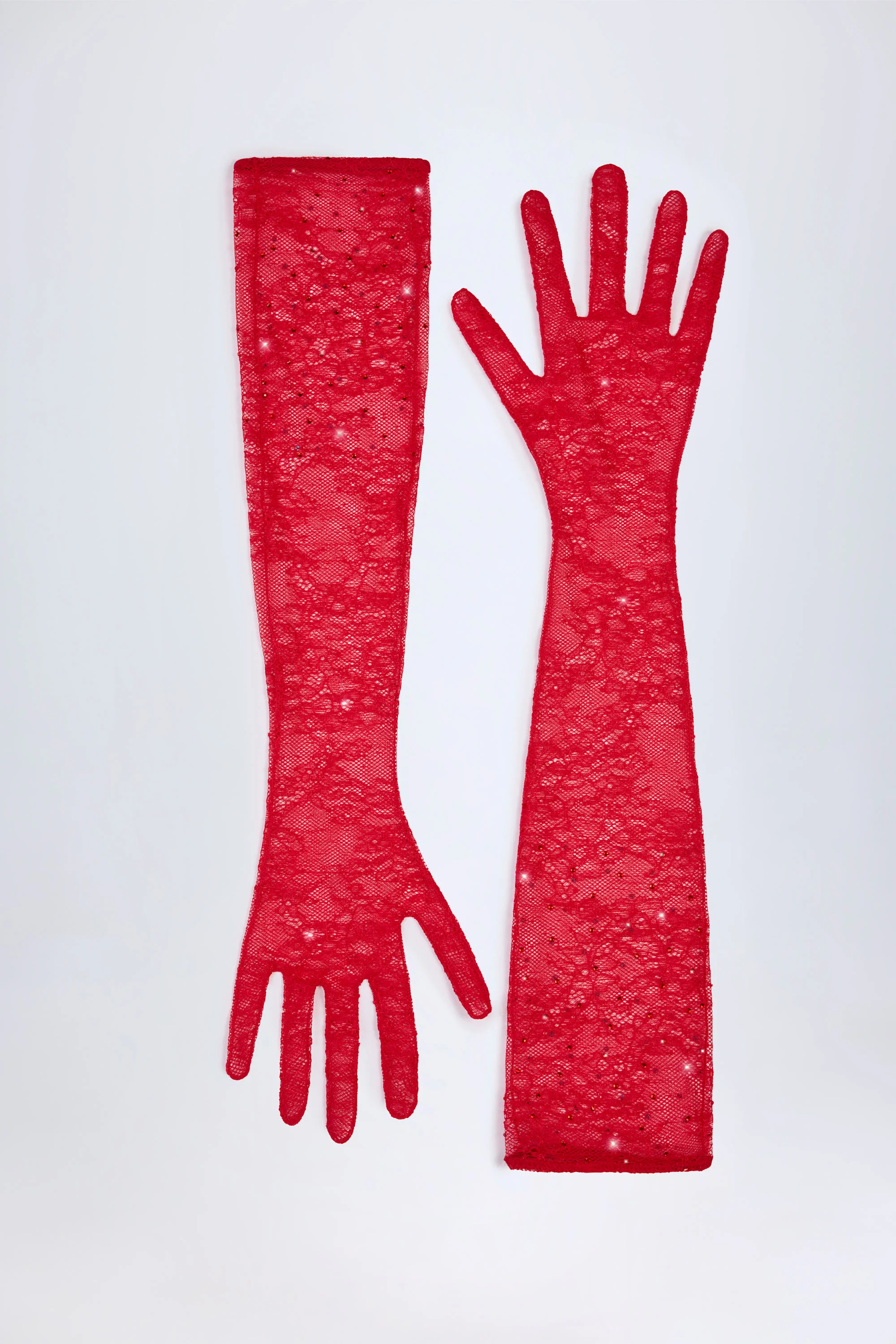 Lace Gloves in Fire Red