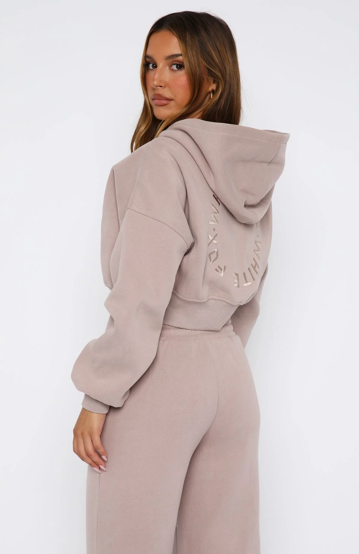 Stay Lifted Cropped Hoodie Cinnamon